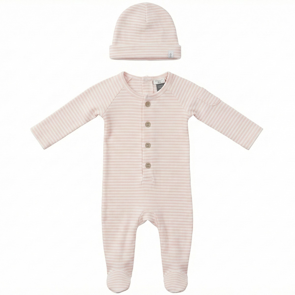 Stripe Rib Onesie Set in Light Blush by Little Fragile
