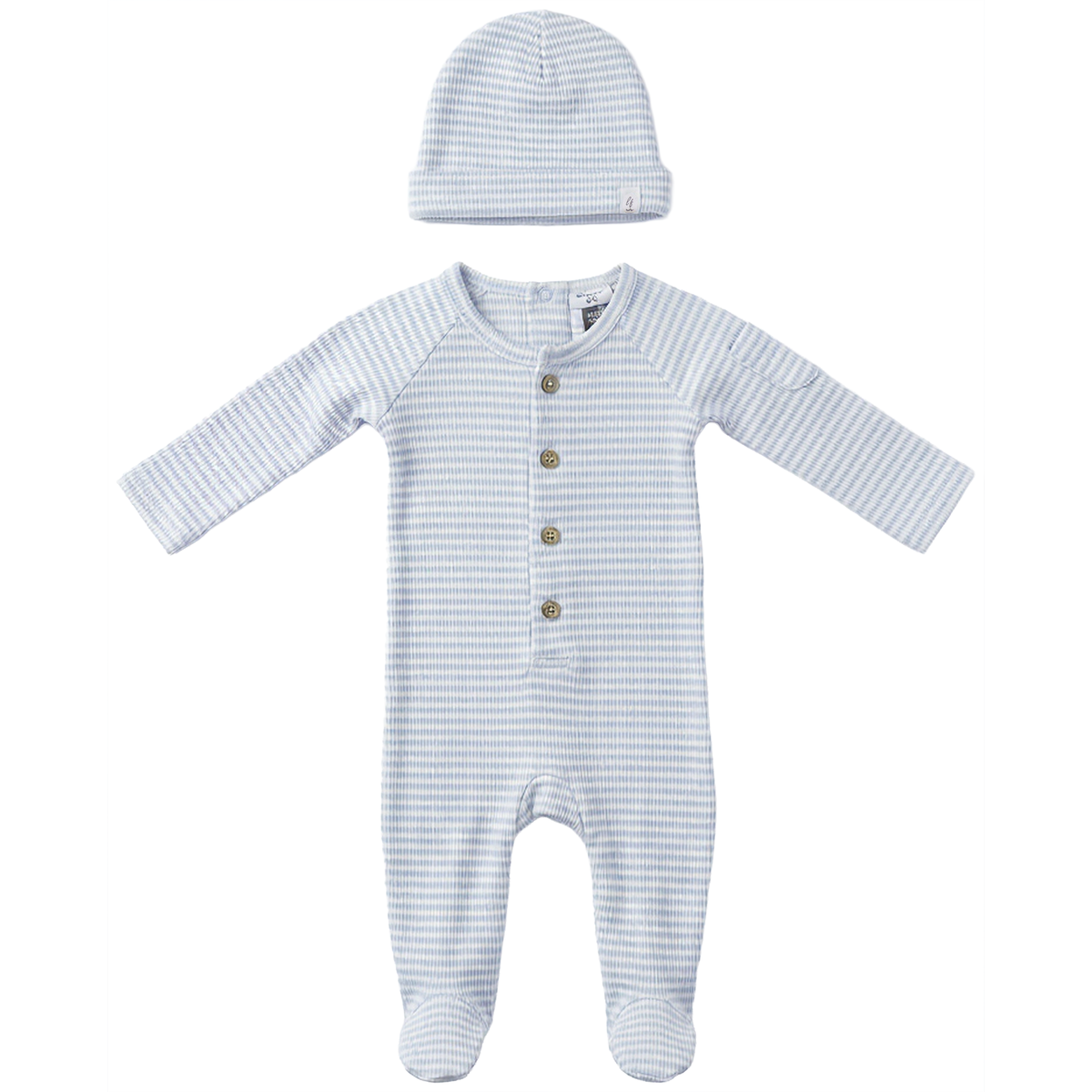 Stripe Rib Onesie Set in Misty Blue by Little Fragile