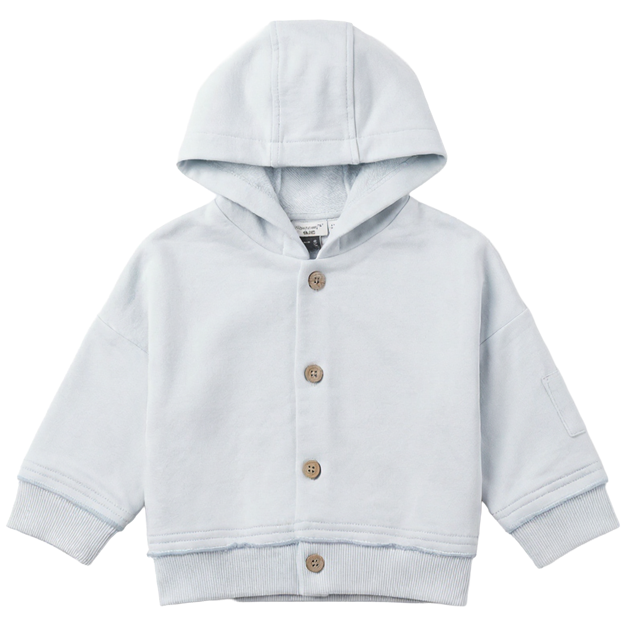 French Terry Baby Hood Jacket in Misty Blue by Little Fragile