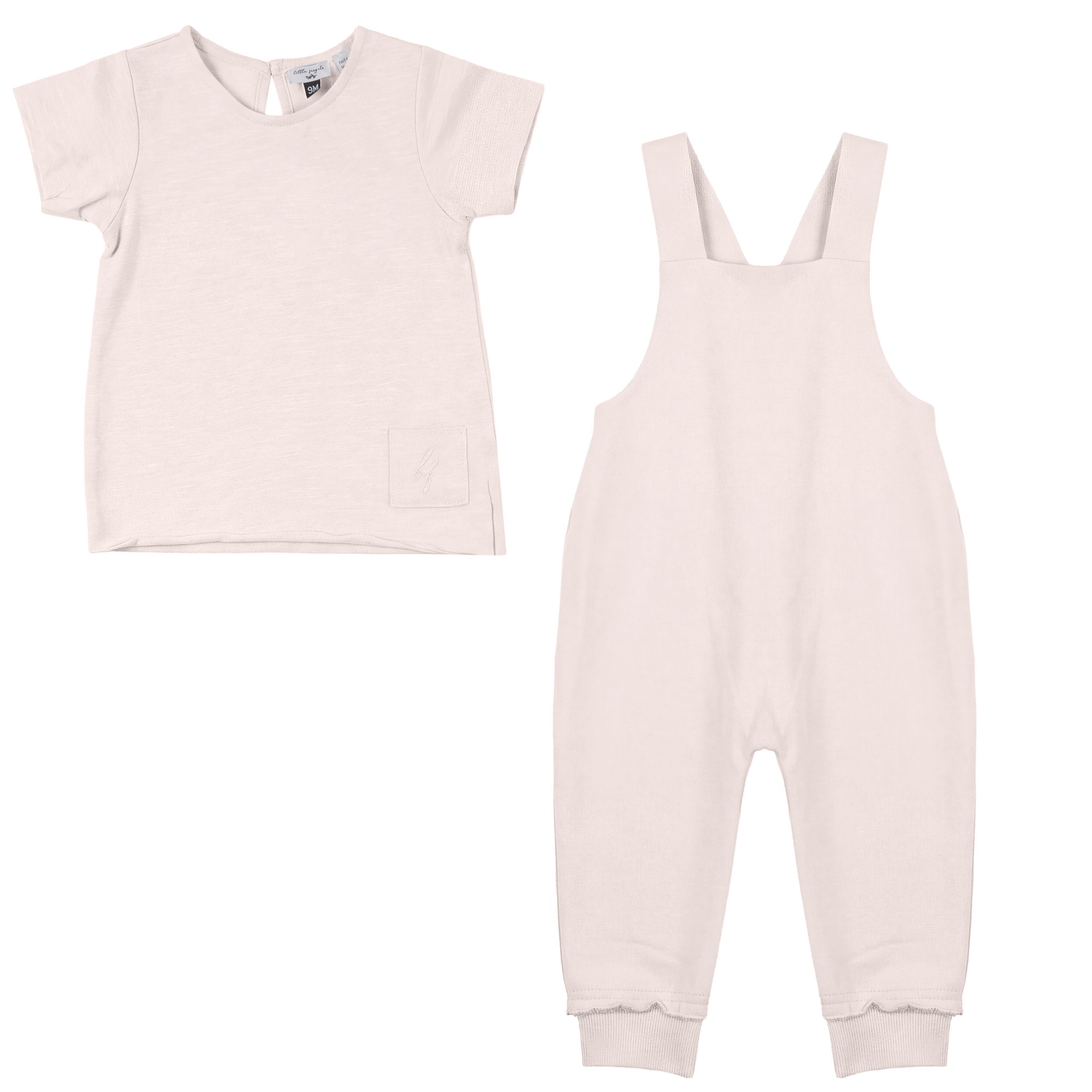 Tee and Cross Back Overall Set in Light Blush by Little Fragile