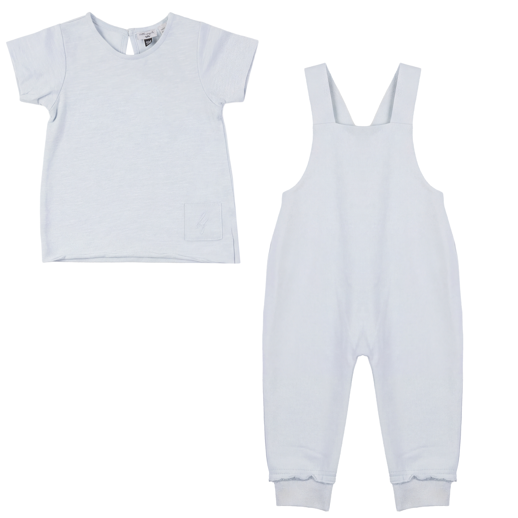 Tee and Cross Back Overall Set in Misty Blue by Little Fragile