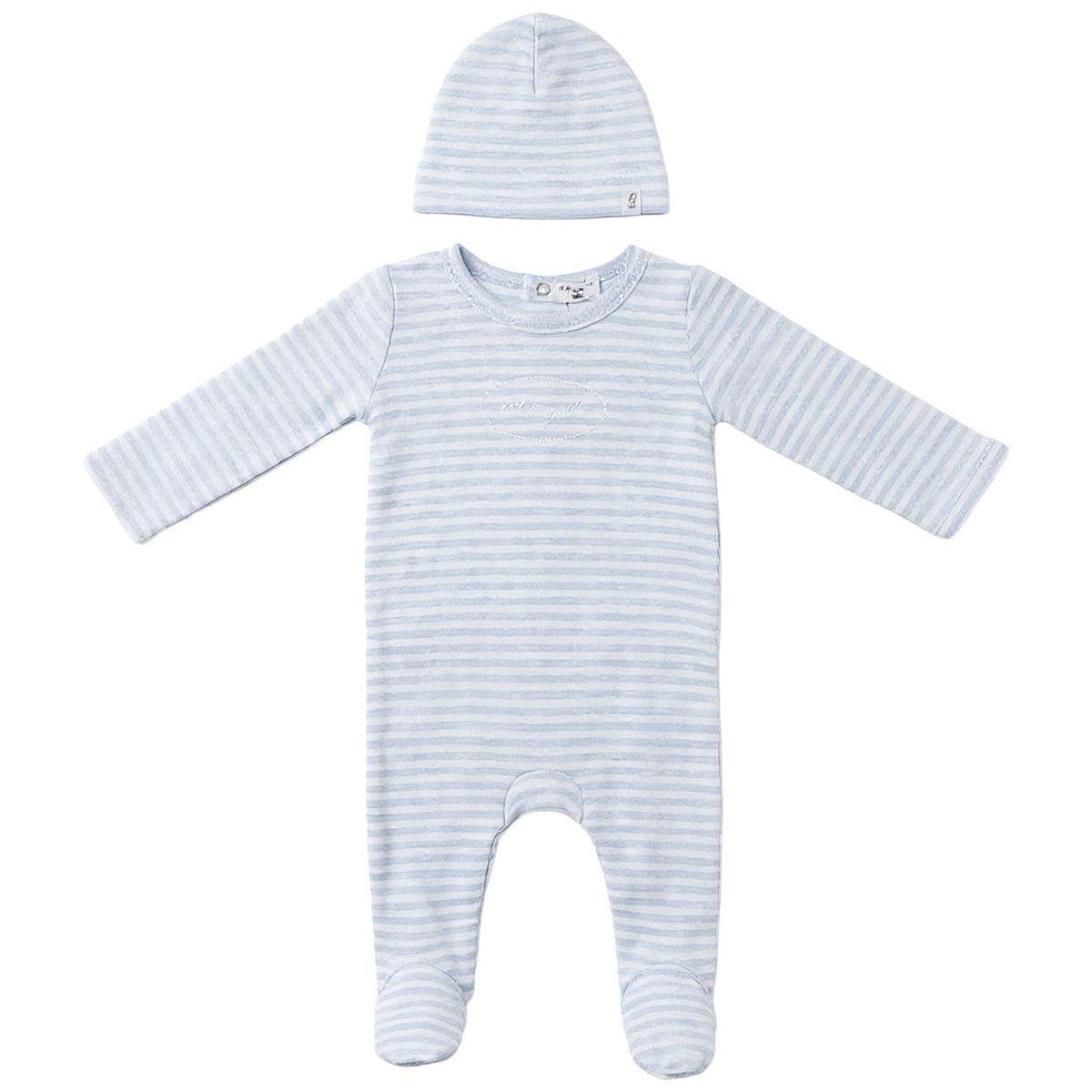 Stripe Pointelle Onesie in Blue by Little Fragile