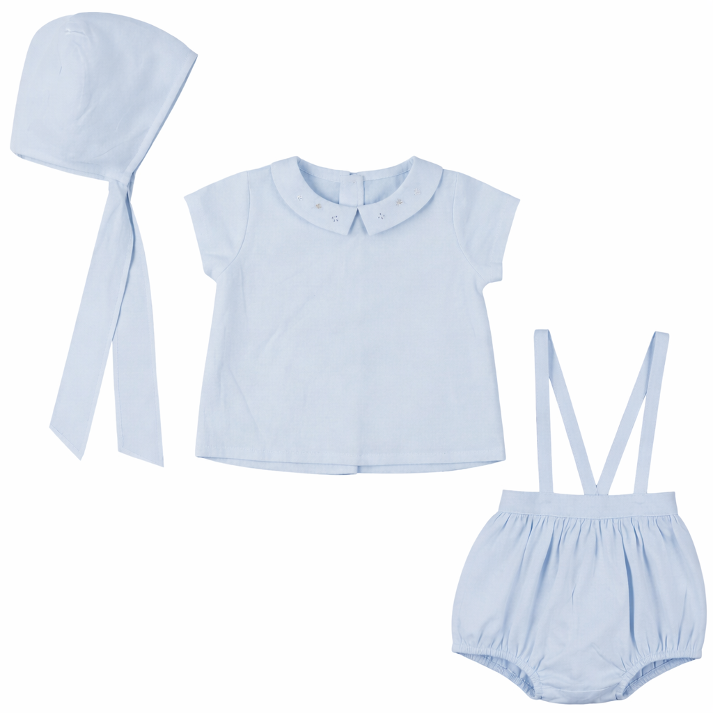 Boys Top With Overall Set in Blue by Little Fragile