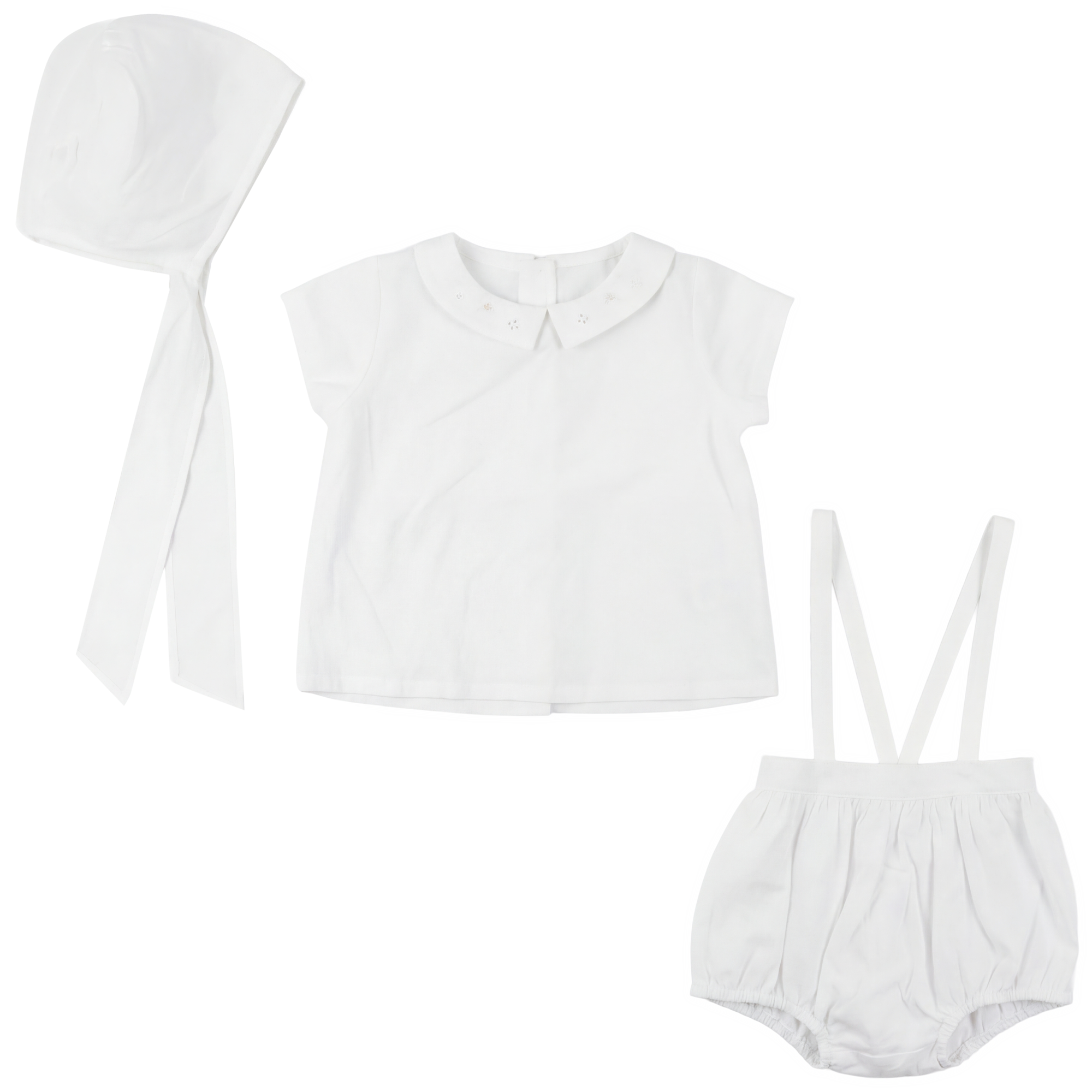 Boys Top With Overall Set in White by Little Fragile