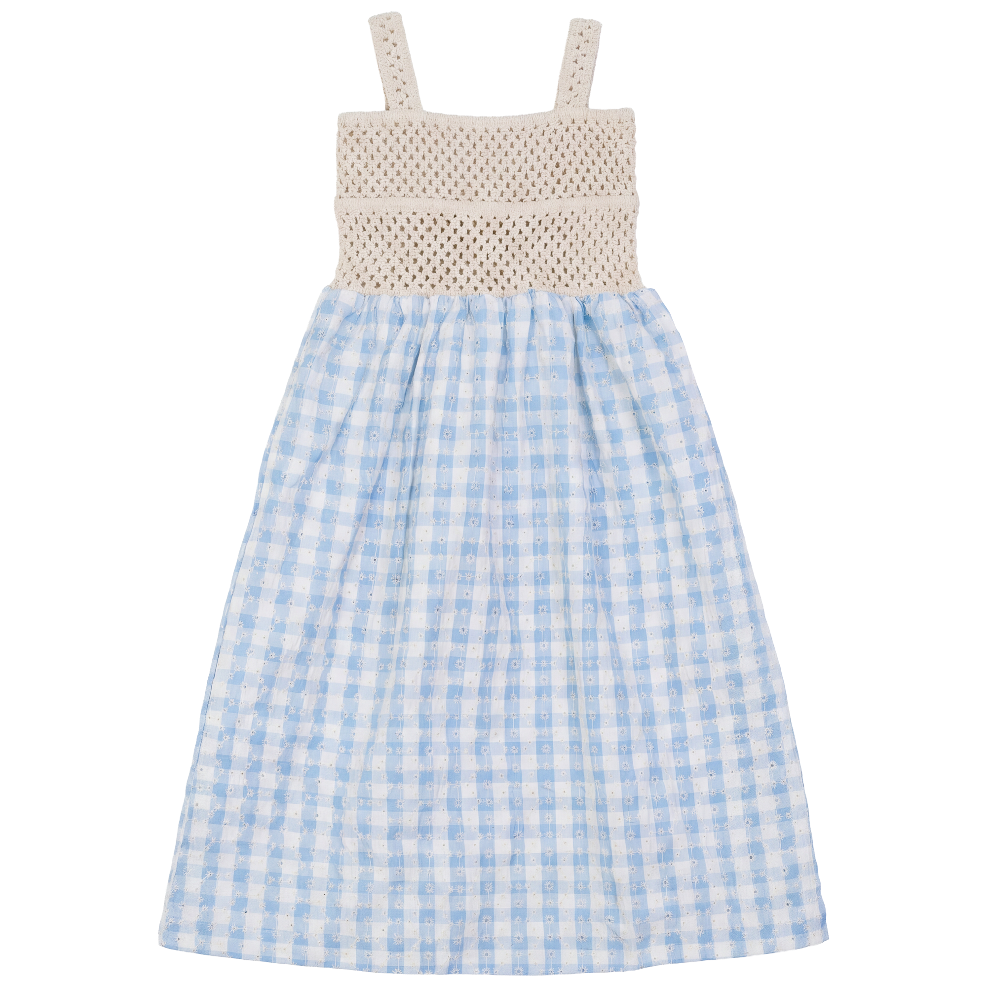 Checkered Embroidered Maxi Jumper in Blue by Lola