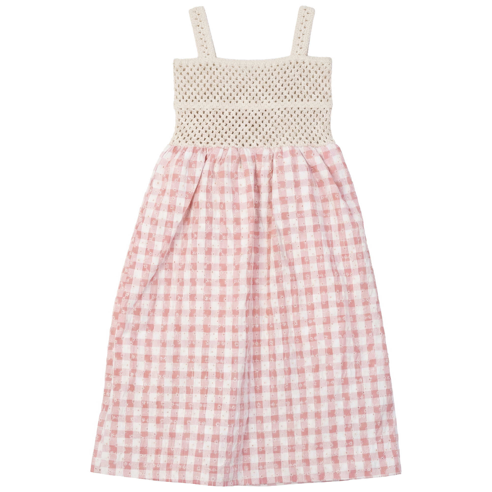 Checkered Embroidered Maxi Jumper in Pink by Lola