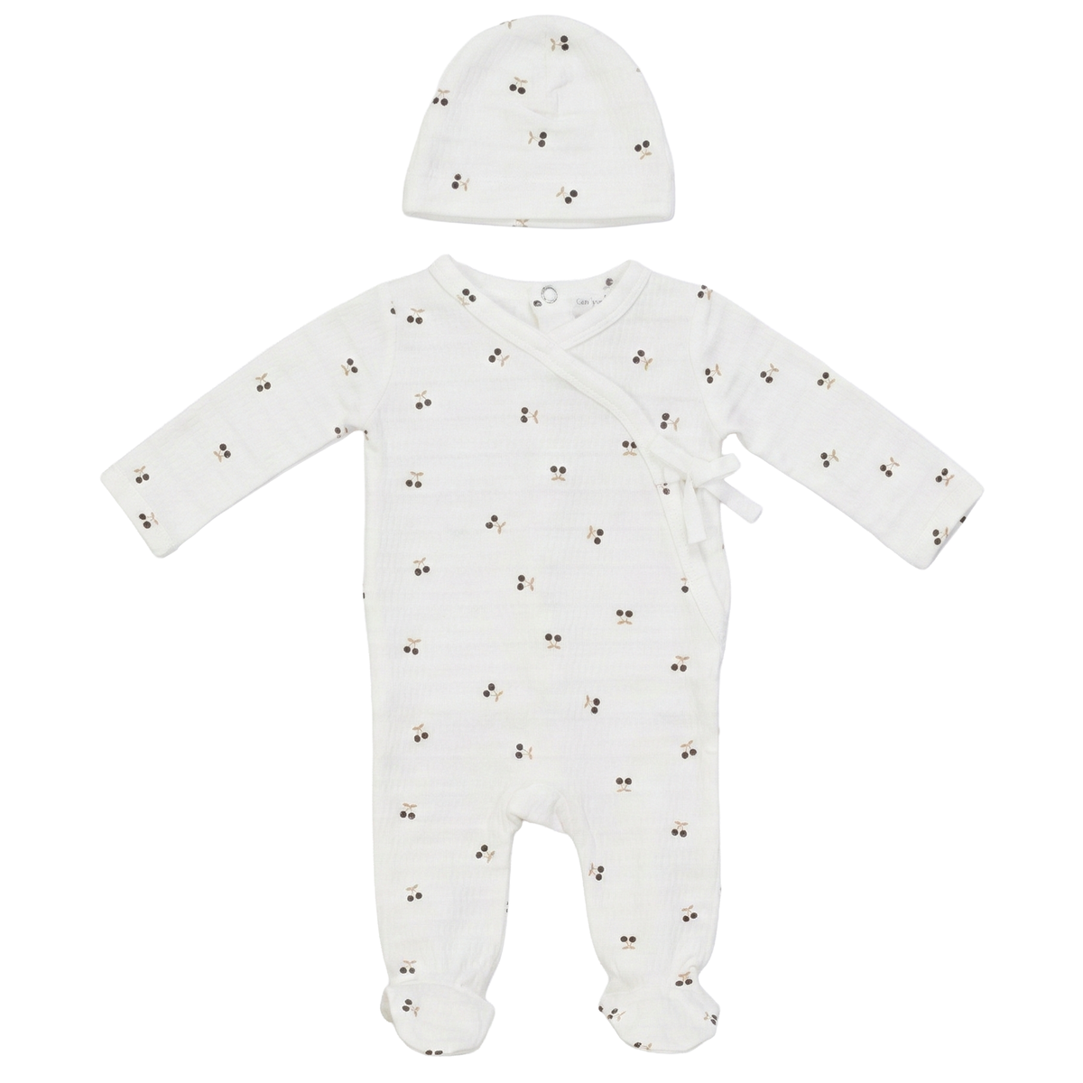 Romper Set With Cherry Print in White by Little Fragile