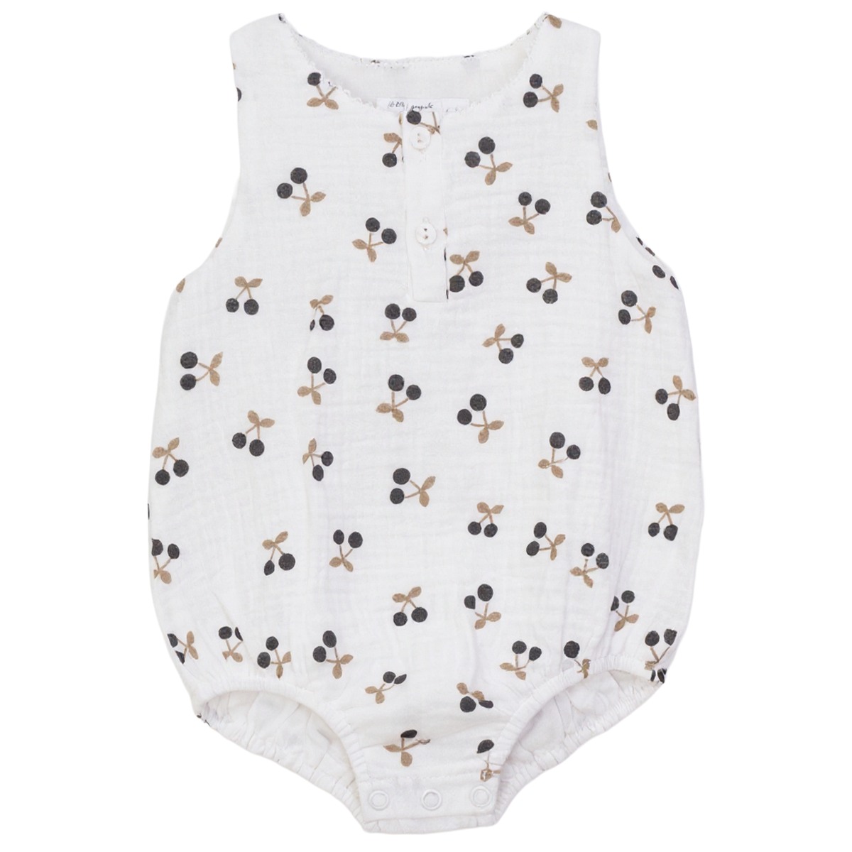 Crinkle Woven With Cherry Boy Bubble in White by Little Fragile