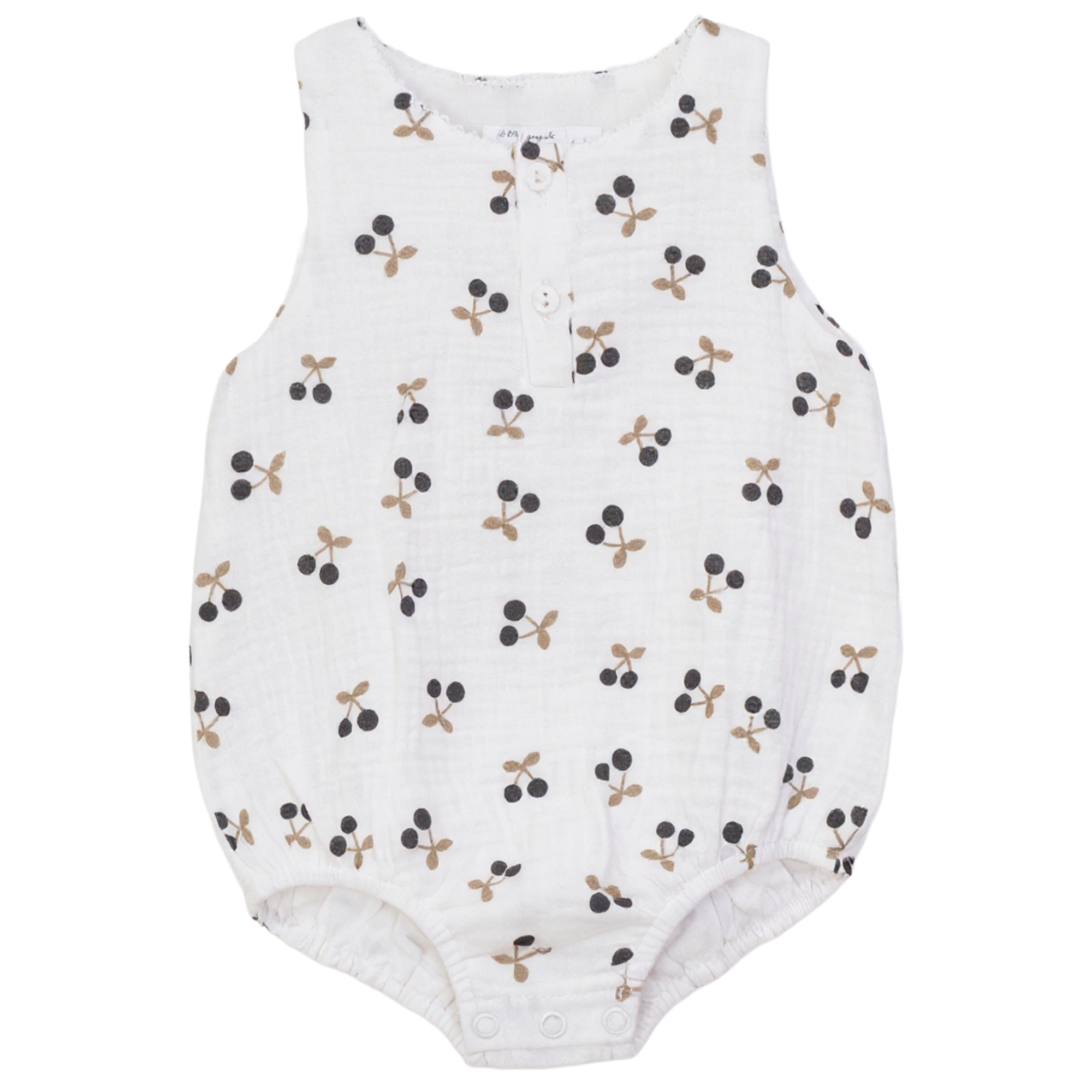 Crinkle Woven With Cherry Boy Bubble in White by Little Fragile