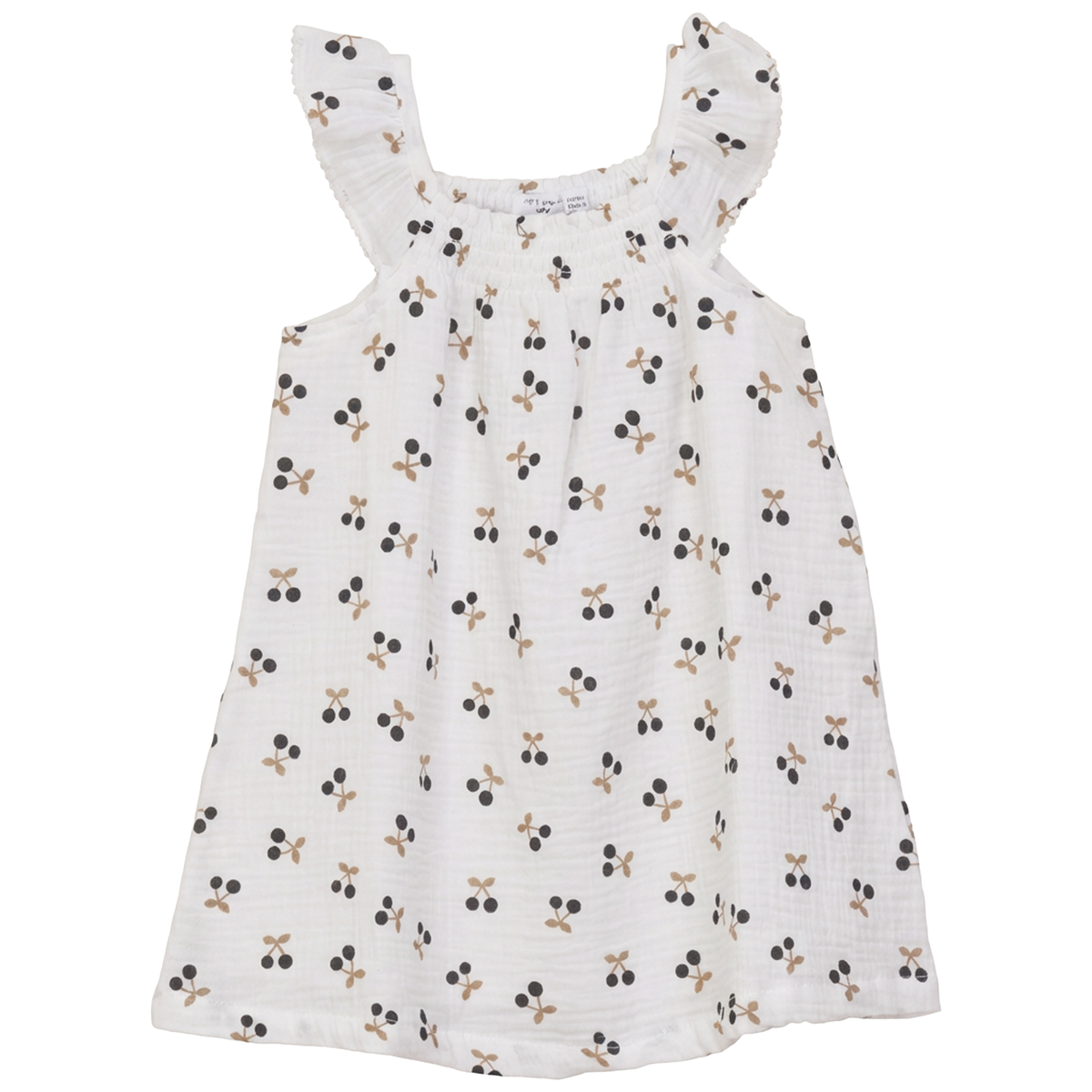 Crinkle Woven Cherry Print Jumper in White by Little Fragile