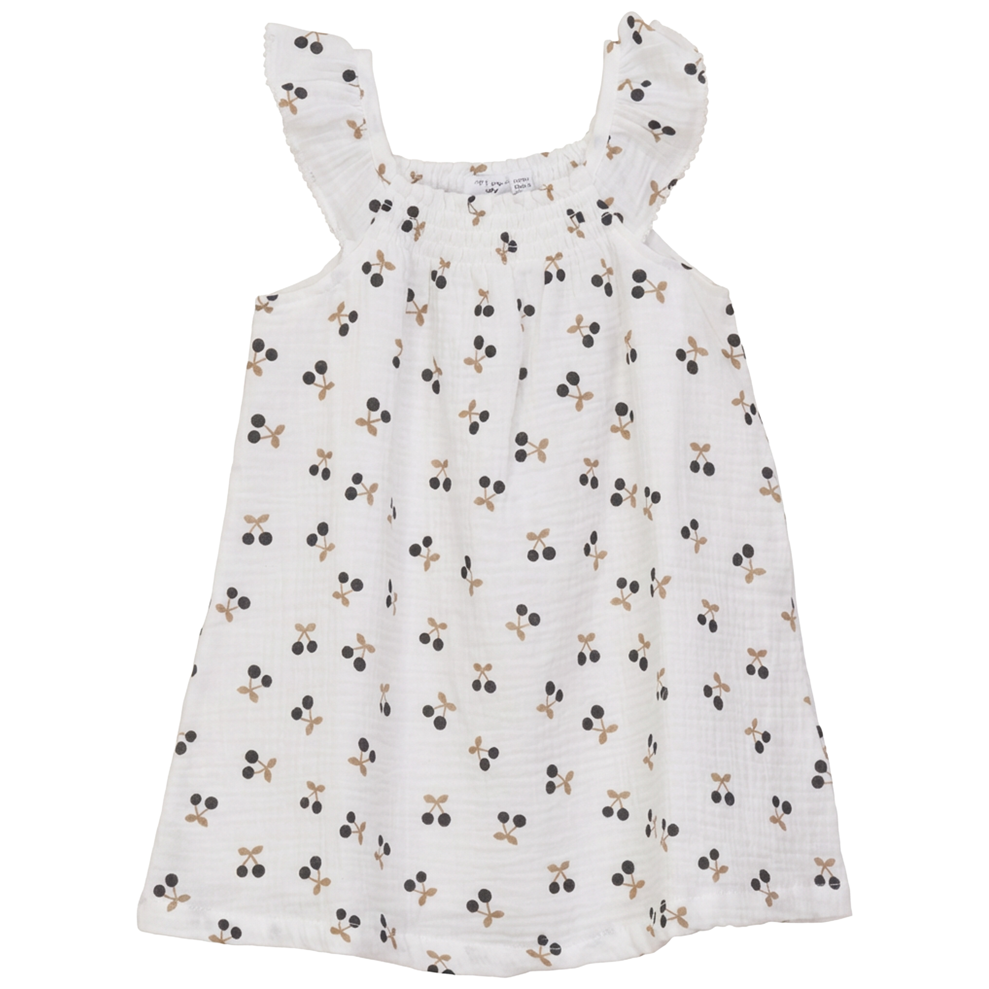 Crinkle Woven Cherry Print Jumper in White by Little Fragile