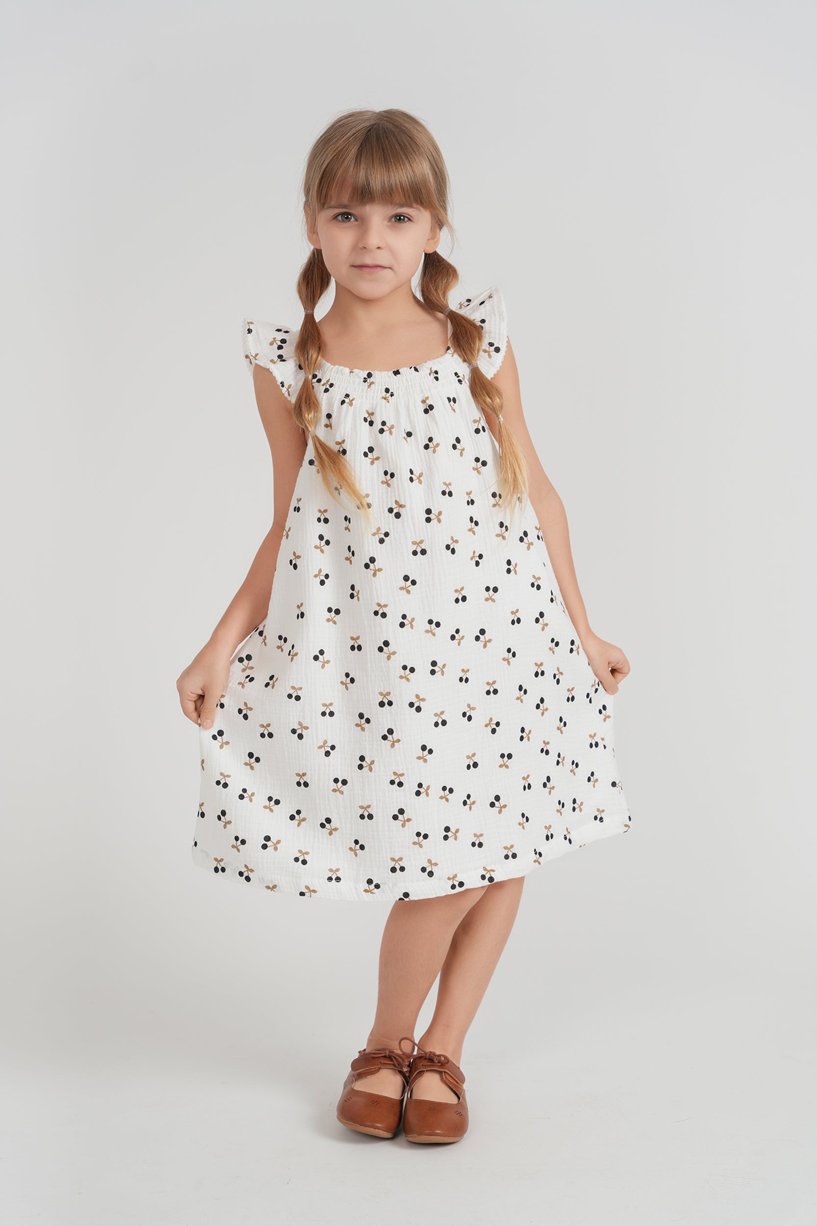 Crinkle Woven Cherry Print Jumper in by Little Fragile