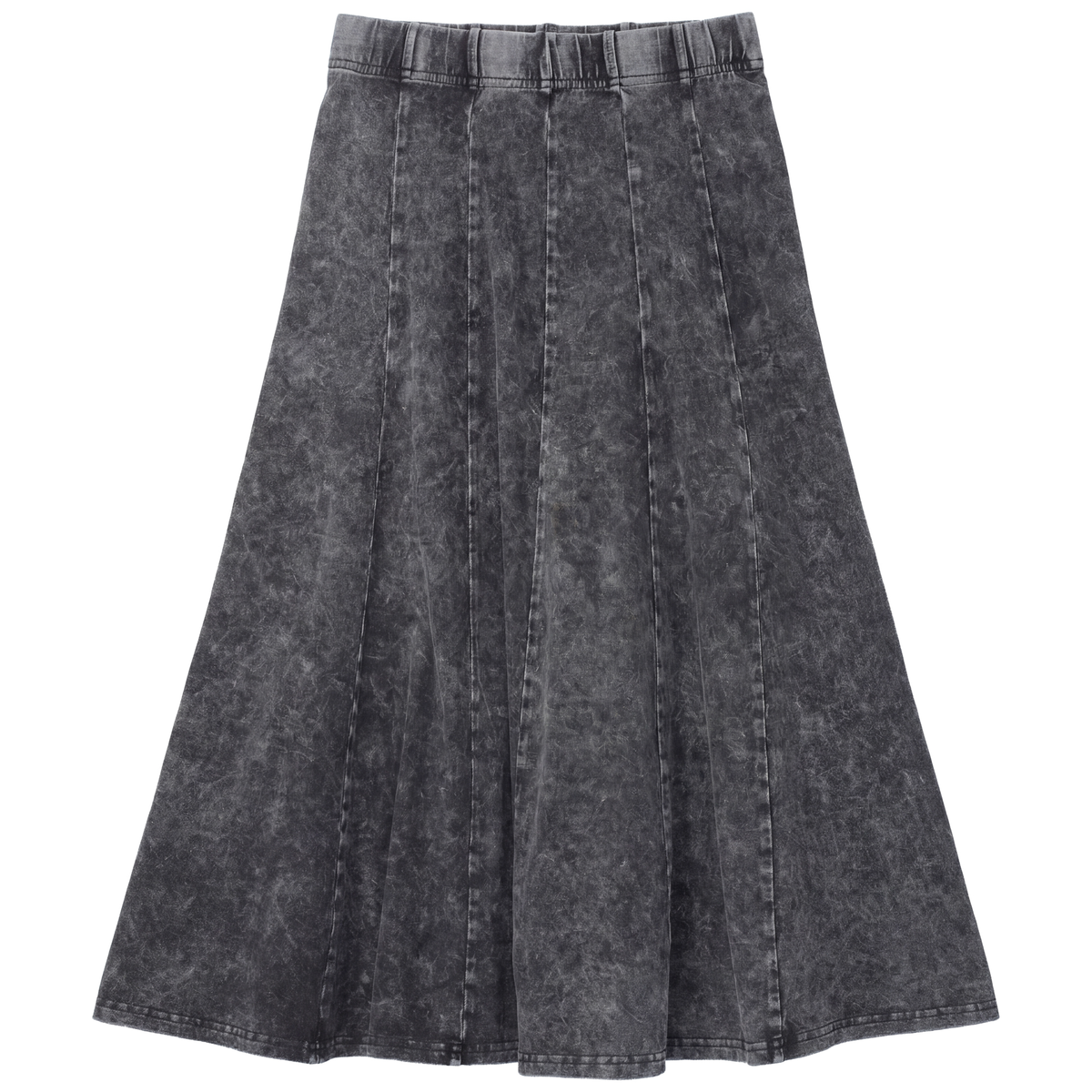 Washed Panelled Skirt in Black Wash by 5 Stars