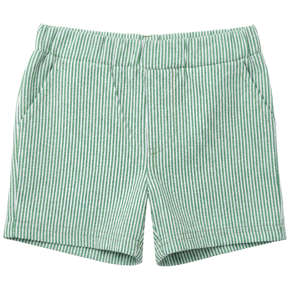 Striped Denim Shorts in Green White by FYI