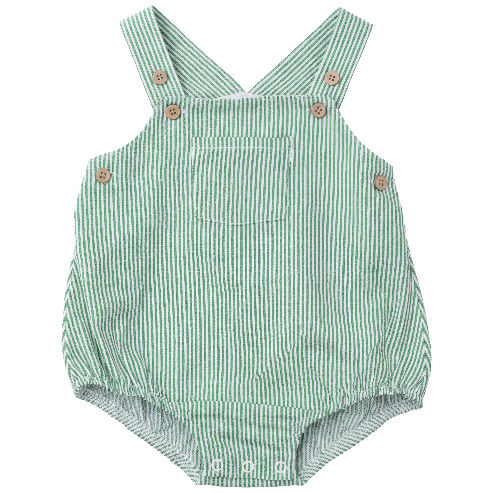 Striped Denim Overall in Green White by FYI