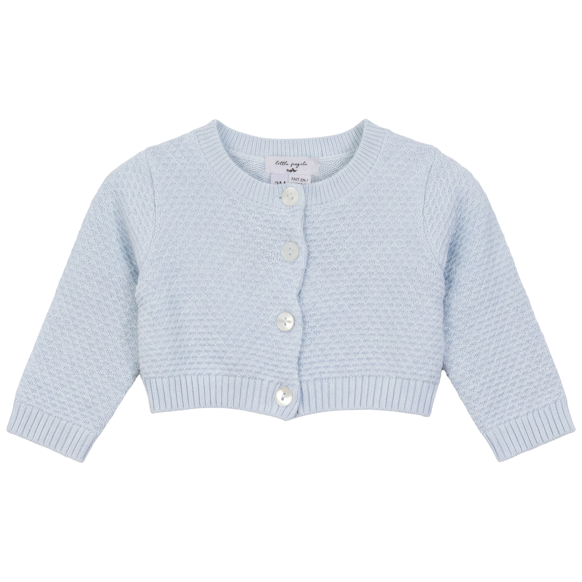 Crop Knit Cardigan in Blue Mist by Little Fragile