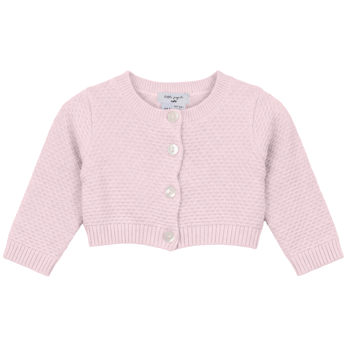 Crop Knit Cardigan in Pretty Pink by Little Fragile