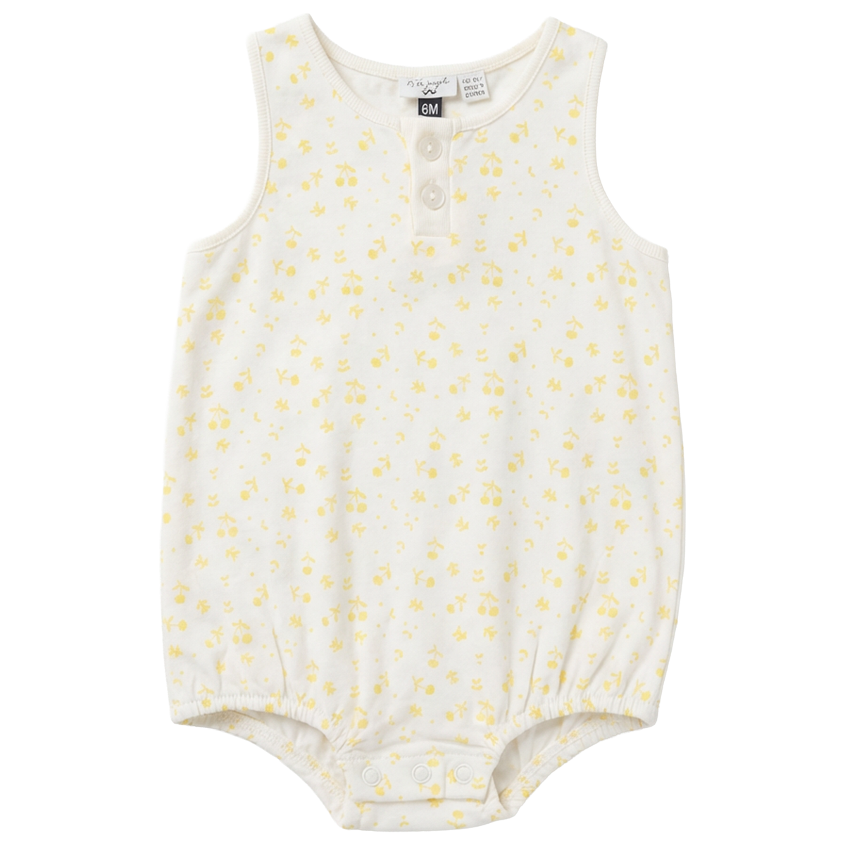 Cherry Leaf Printed Romper in Powder by Little Fragile