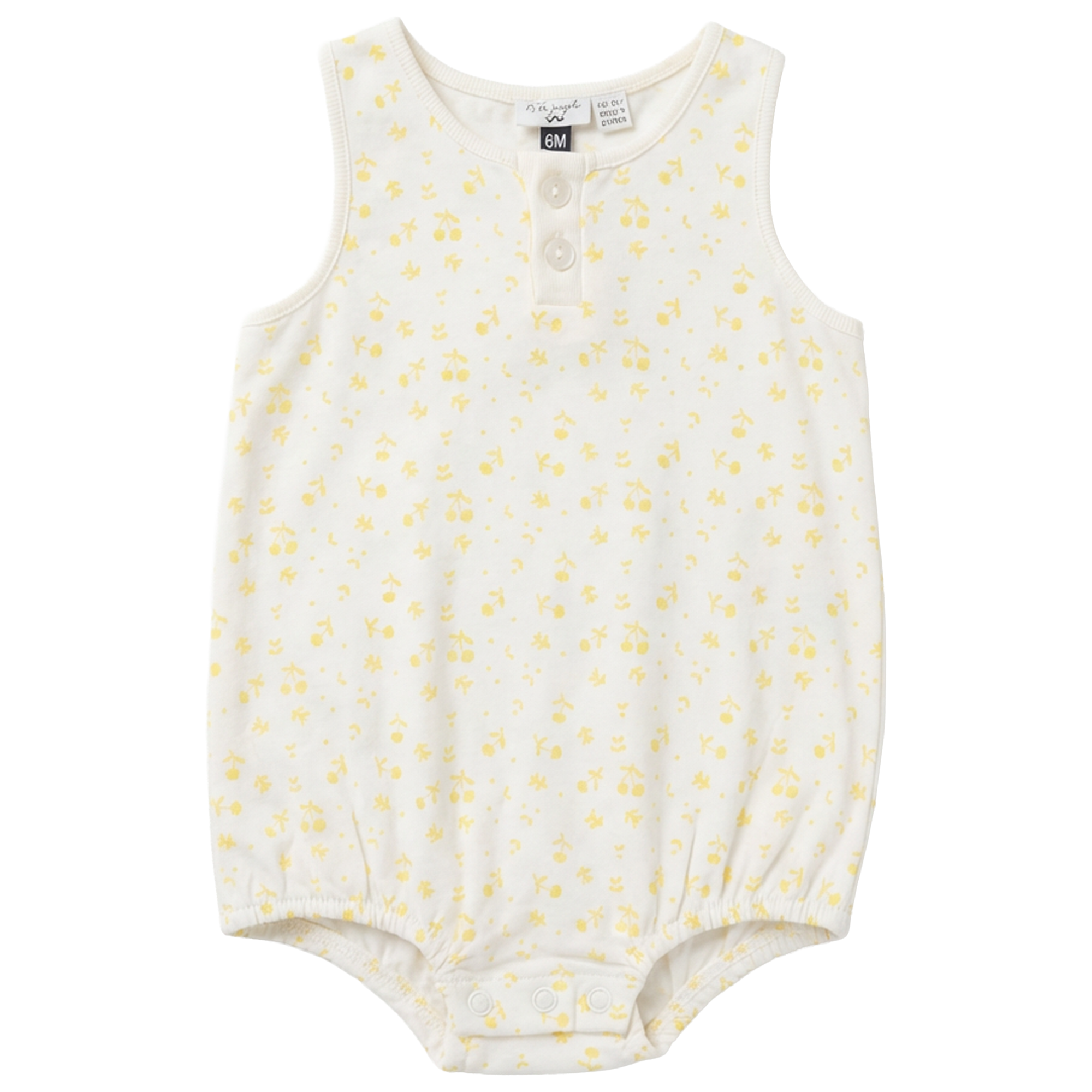 Cherry Leaf Printed Romper in Powder by Little Fragile