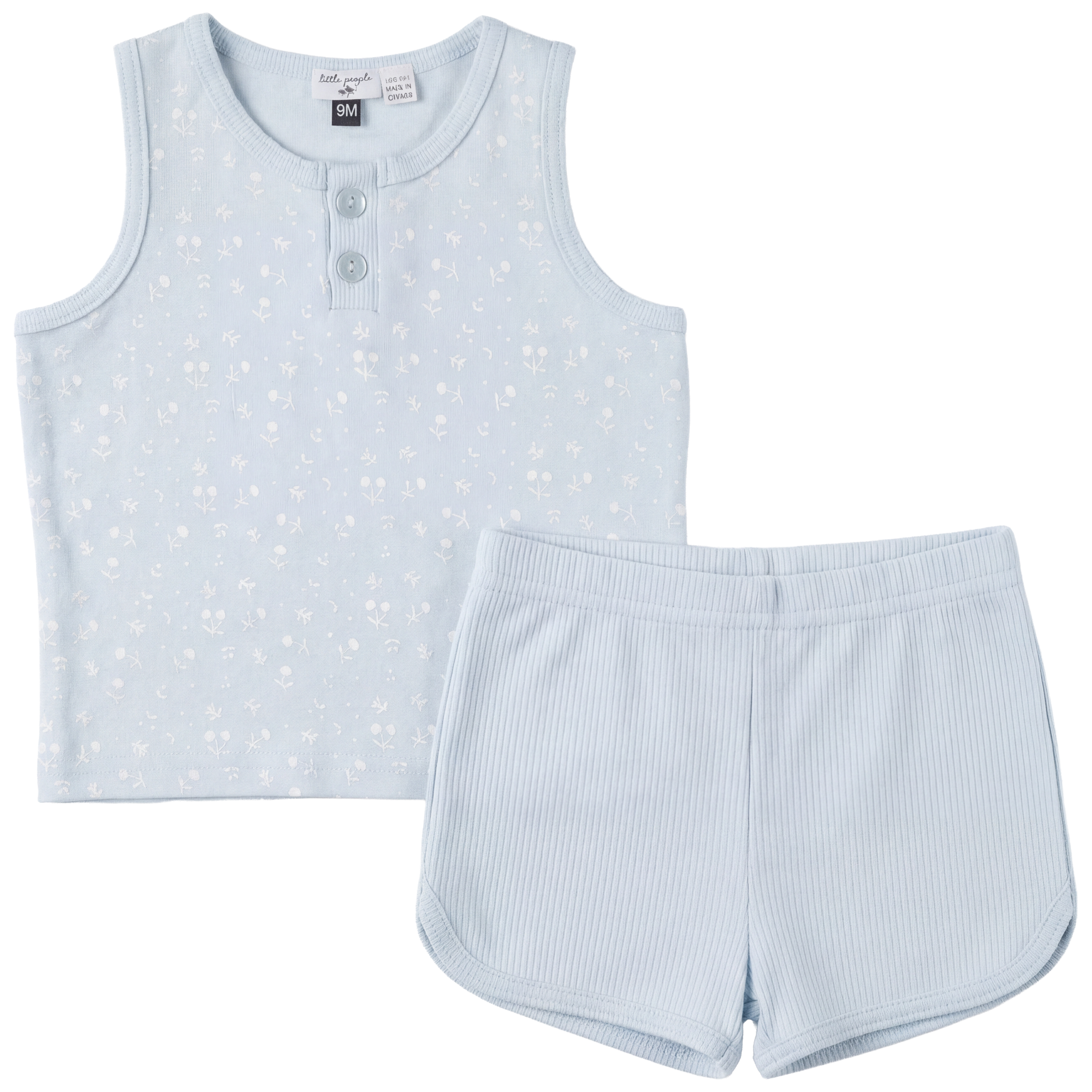 Sleeveless Short Set in Blue Mist by Little Fragile