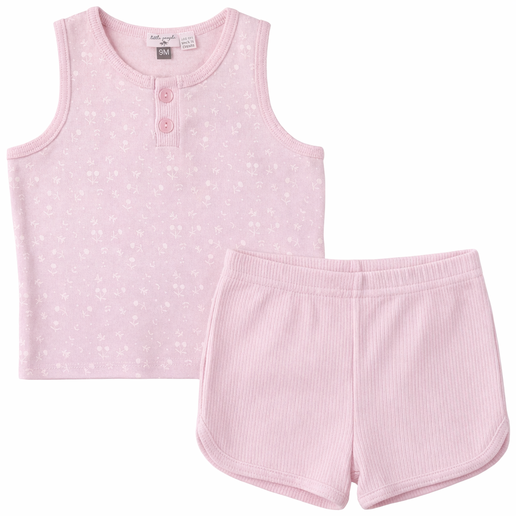 Sleeveless Short Set in Pretty Pink by Little Fragile