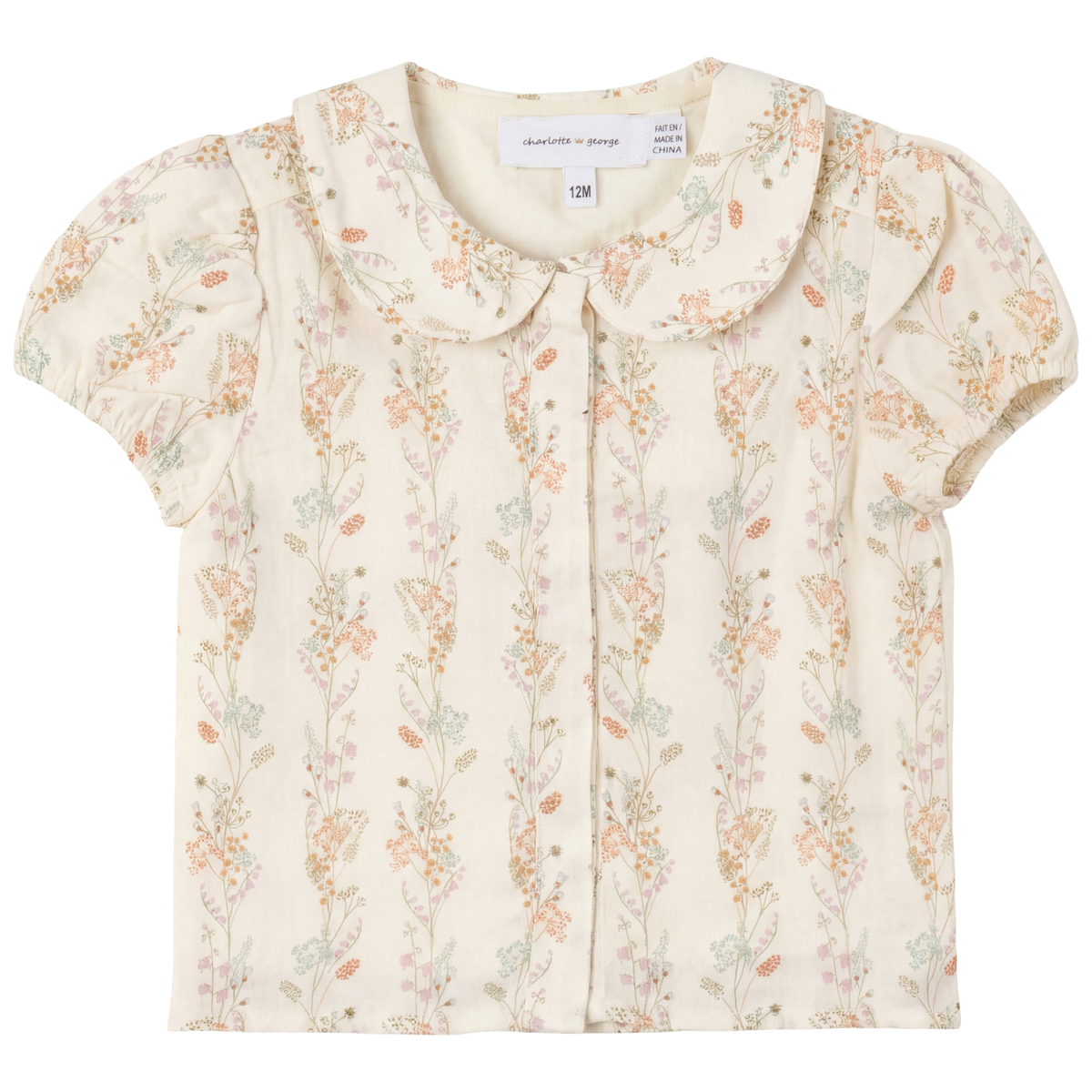 Collar Neckline With Puff Sleeve in Dusty Coral by Charlotte & George
