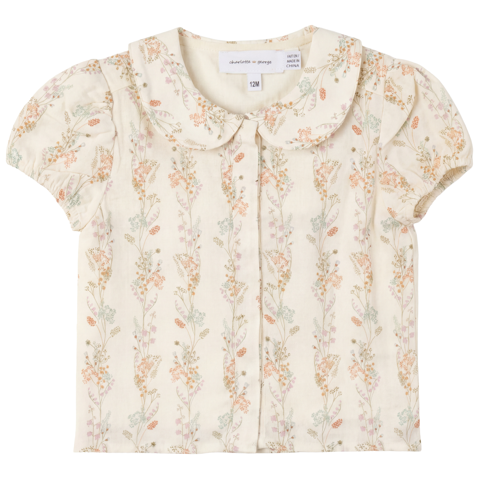 Collar Neckline With Puff Sleeve in Dusty Coral by Charlotte & George