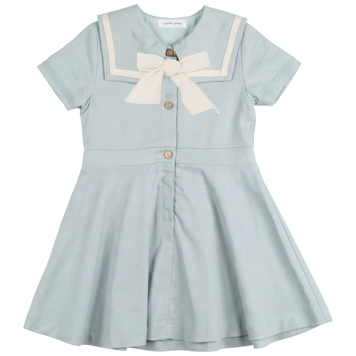 Dress In Solid Fabric in Dusty Blue by Charlotte & George