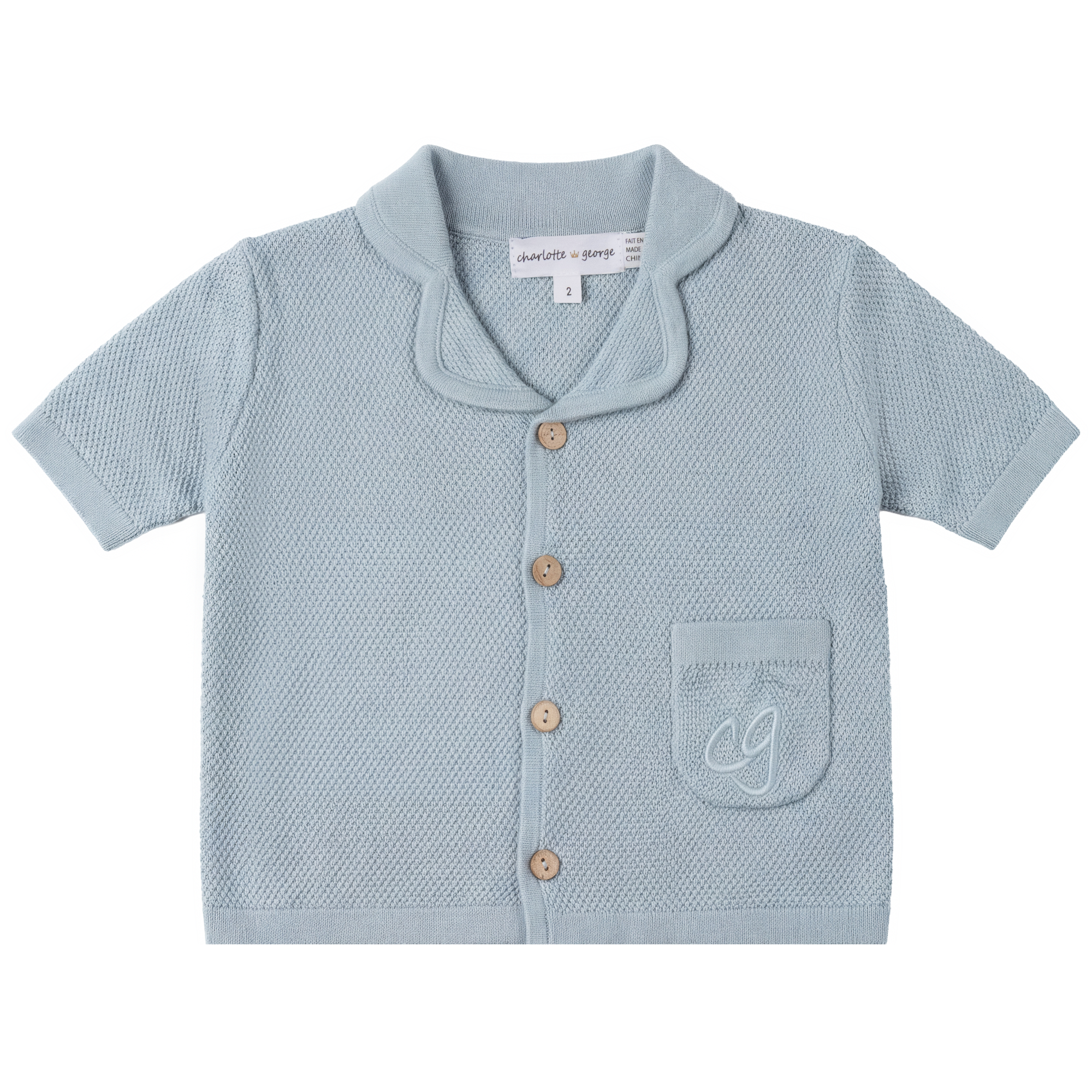 Boys Jacket In Knit in Dusty Blue by Charlotte & George