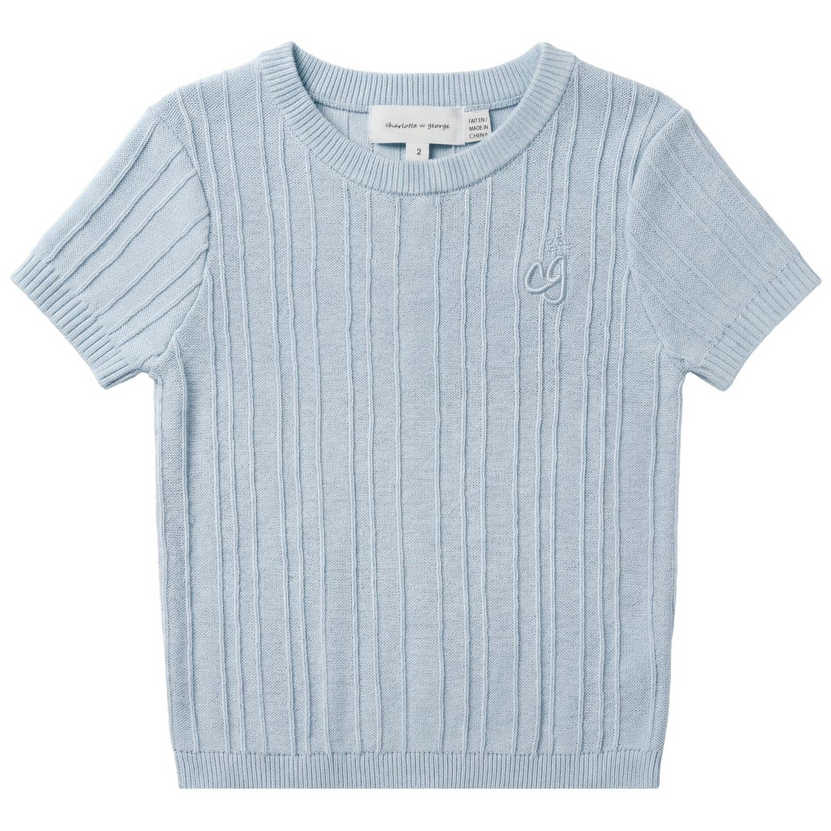 Rib Knit Sweater in Dusty Blue by Charlotte & George