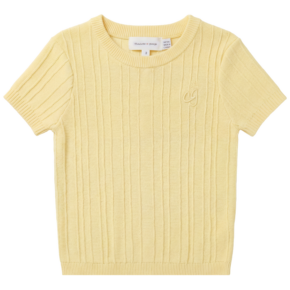 Rib Knit Sweater in Pastel Yellow by Charlotte & George