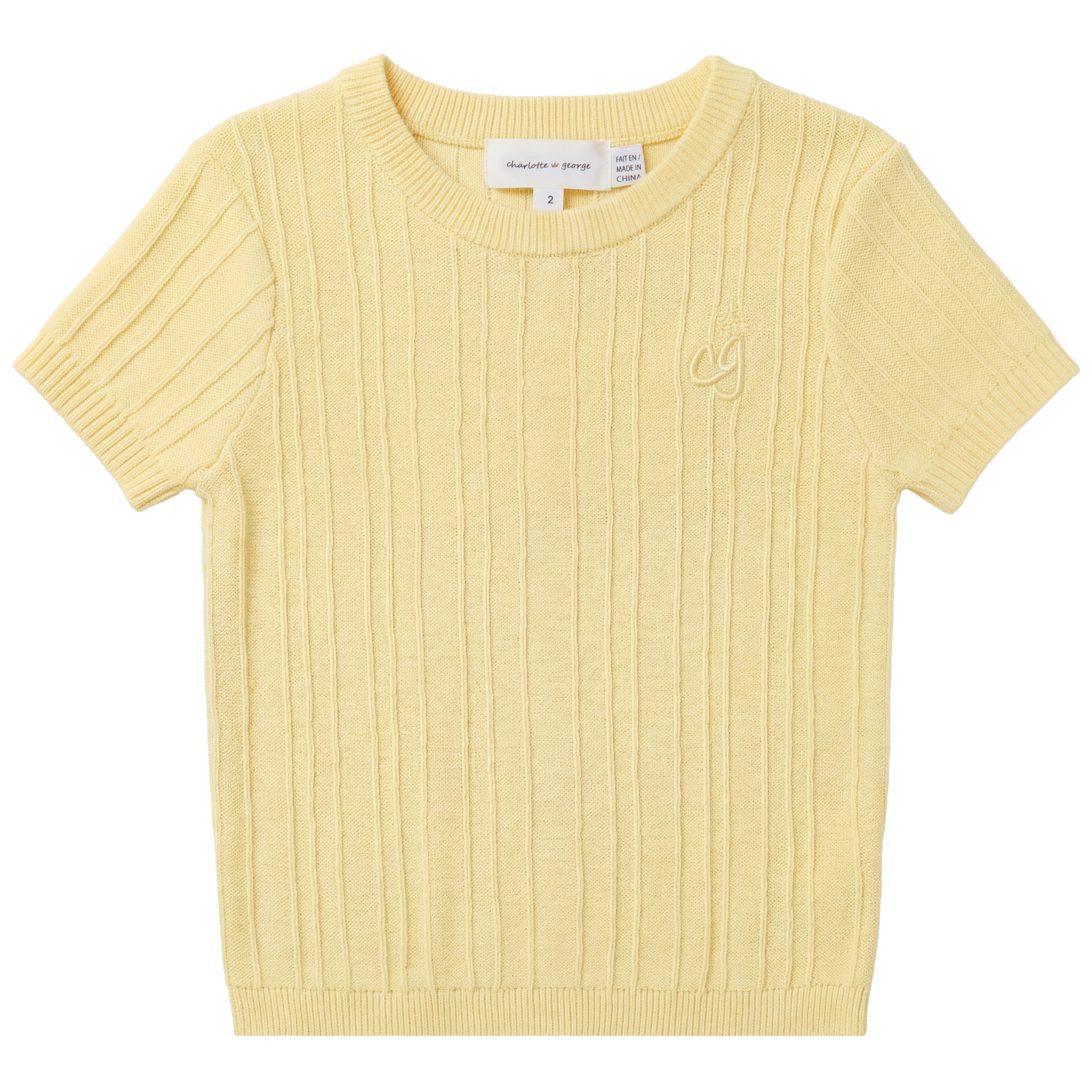 2X2 Rib Knit in Pastel Yellow by Charlotte & George