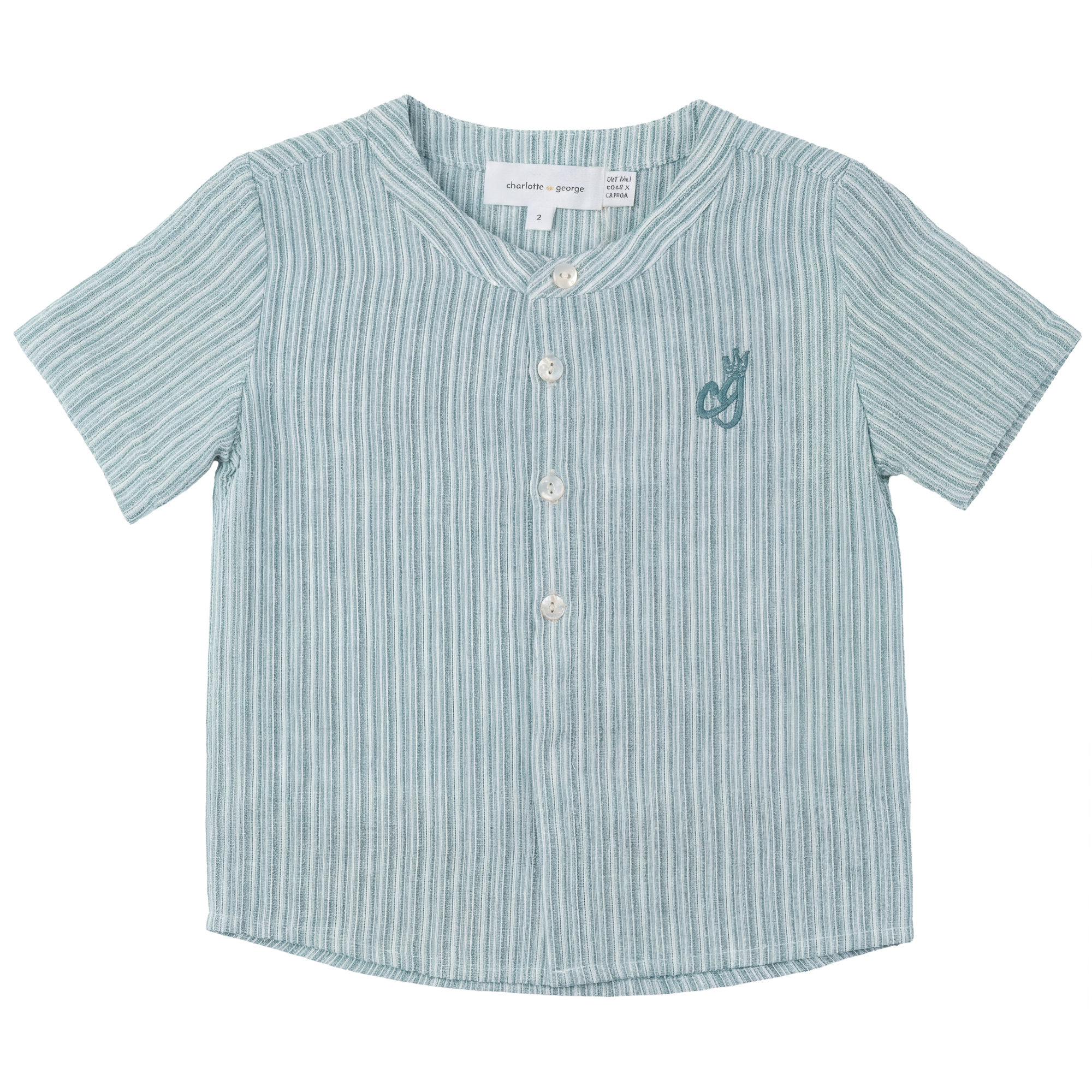 Striped Fabric Shirt in Dusty Blue by Charlotte & George