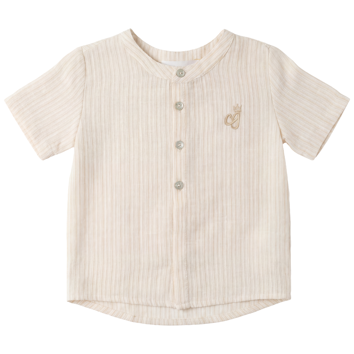 Striped Fabric Shirt in Pastel Yellow by Charlotte & George