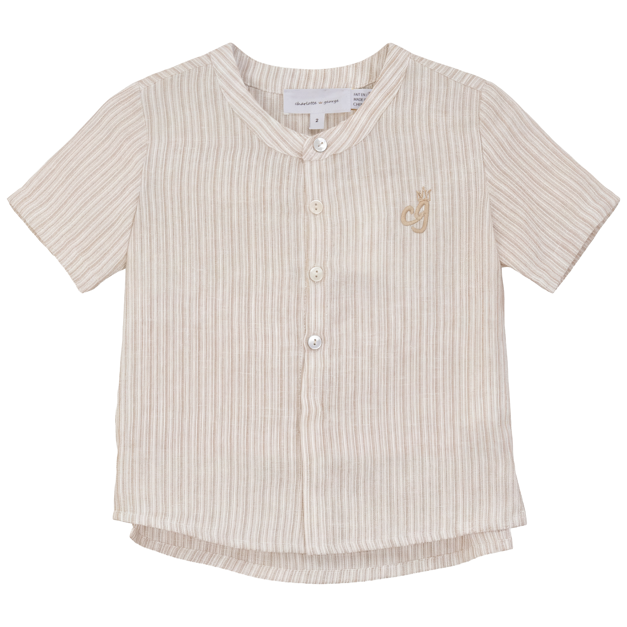 Striped Fabric Shirt in Sand by Charlotte & George