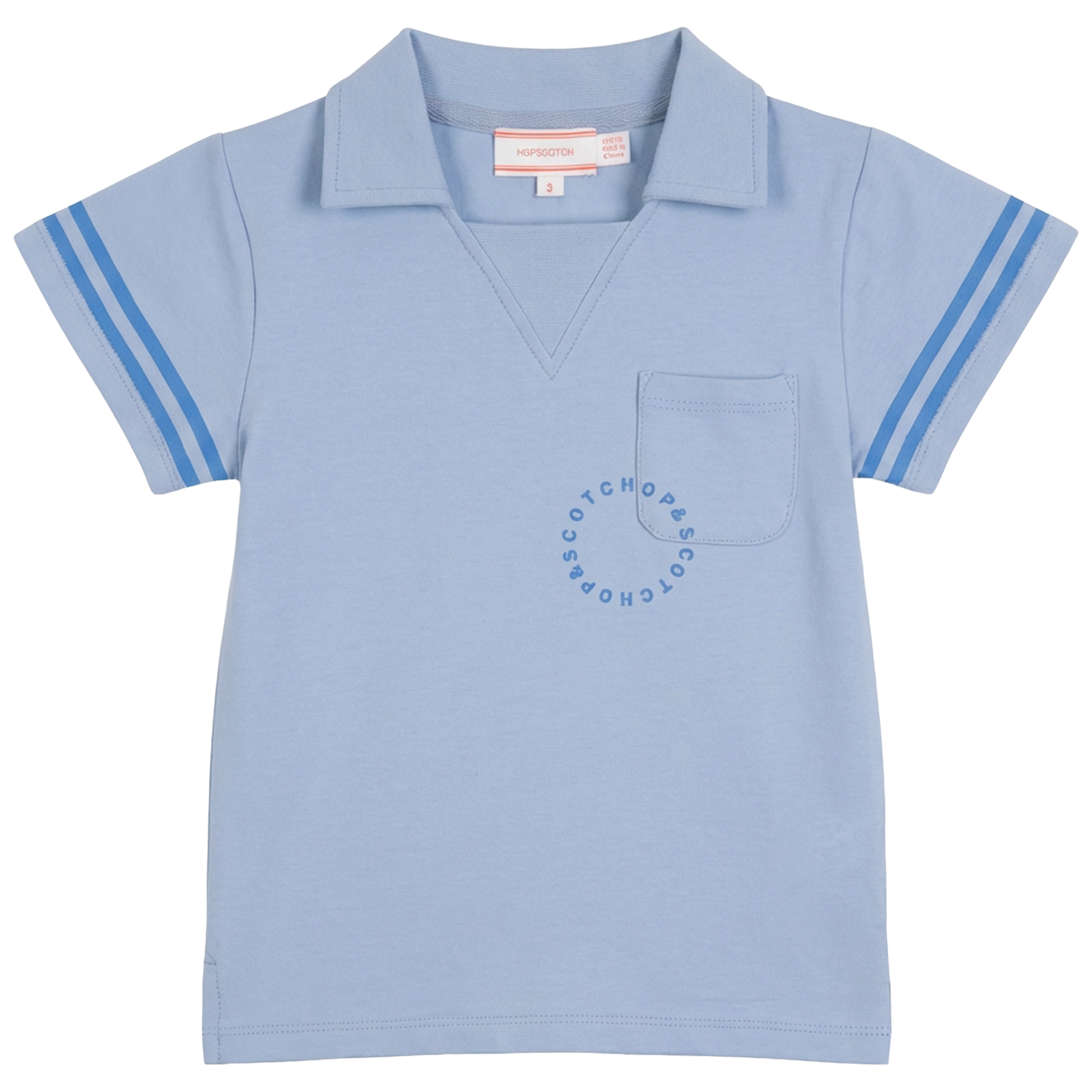 Top With Stripes At Sleeves in Ice Blue by Hopscotch