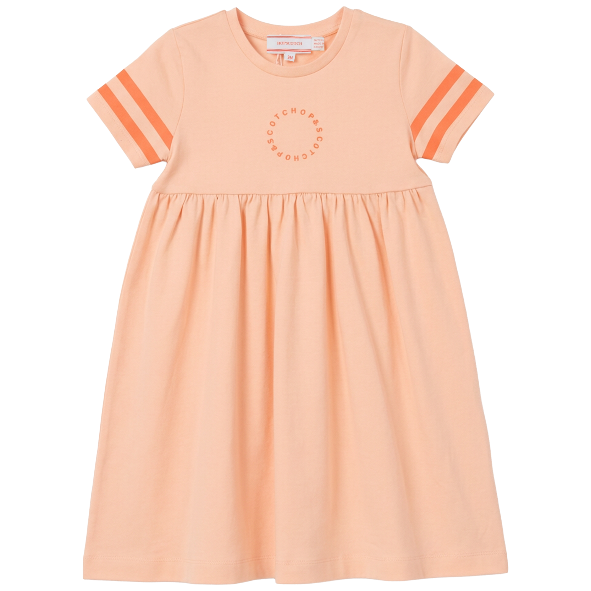 Stripe Trim Dress in Apricot by Hopscotch