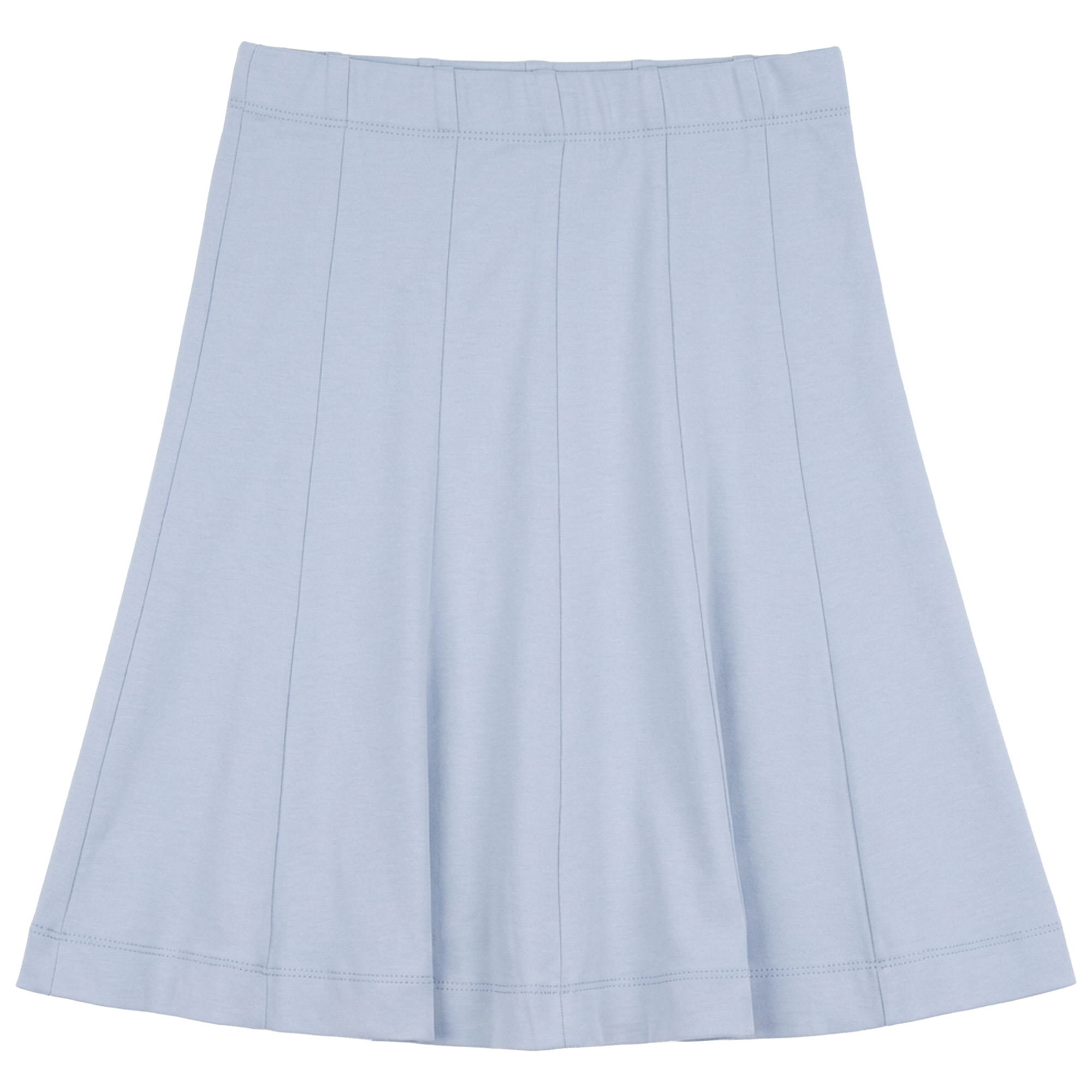 Cotton Spandex Midi Length Panel Skirt in Ice Blue by Hopscotch