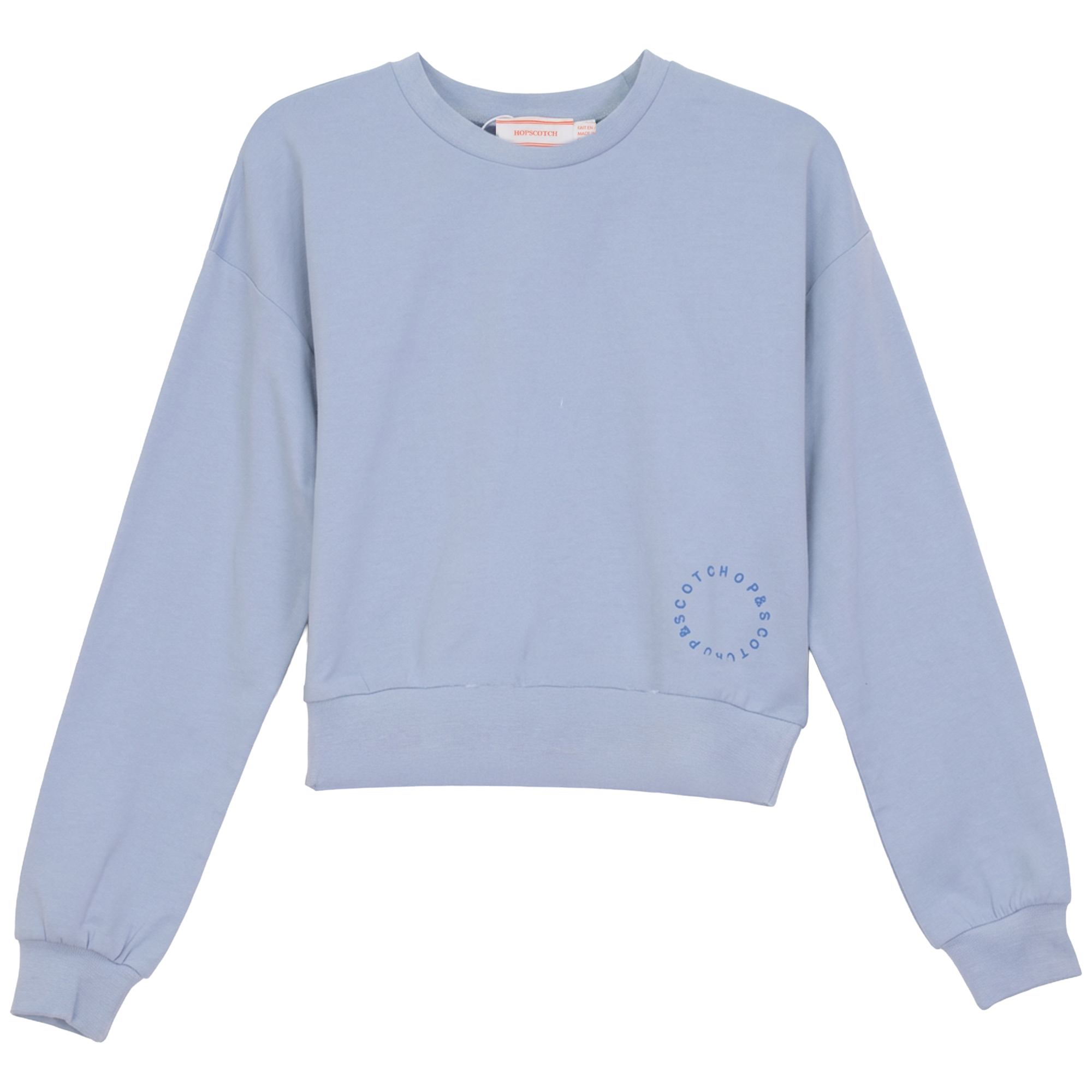 Cotton Spandex Crop Top in Ice Blue by Hopscotch