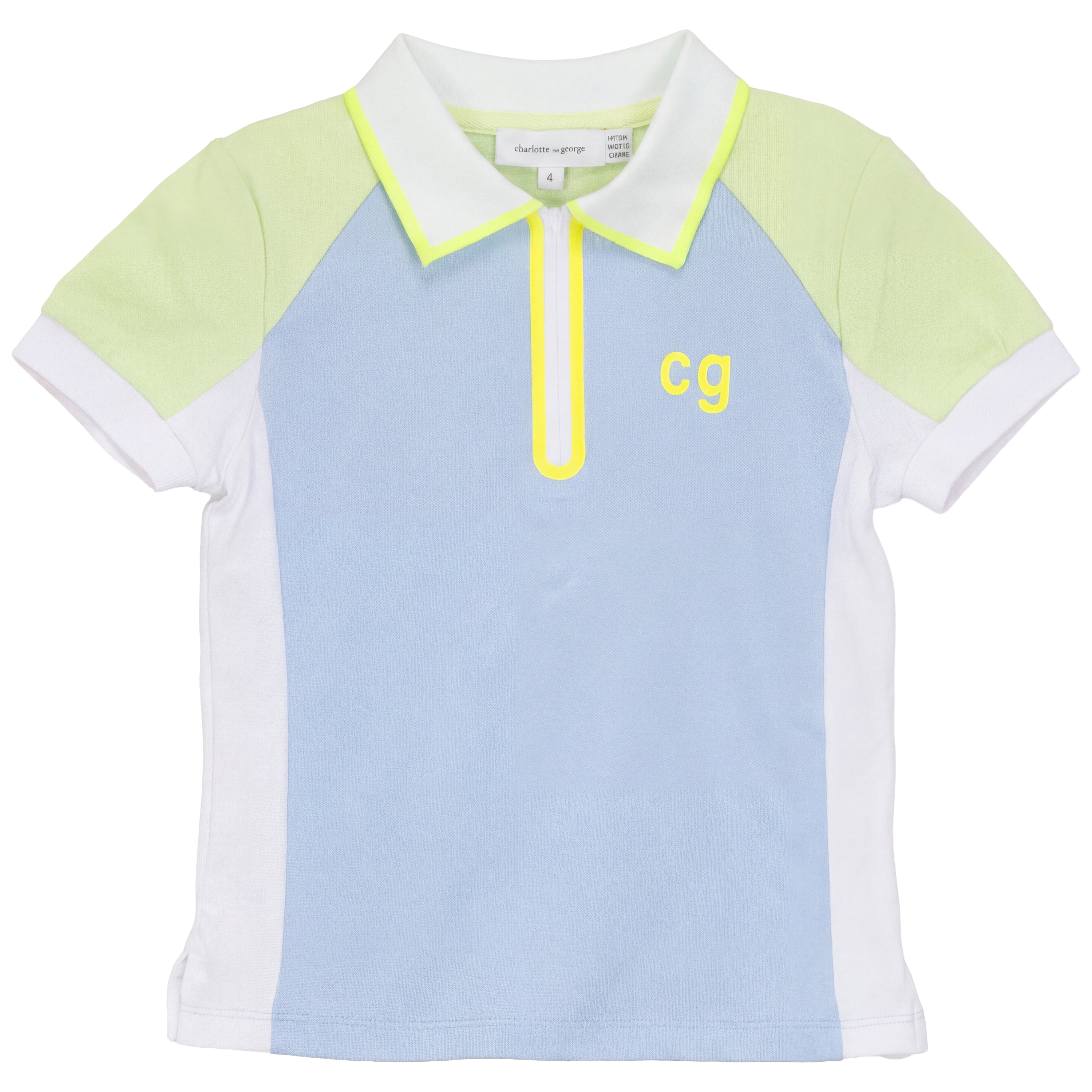 Short Sleeves Multi Polo Top in Blue by Charlotte & George