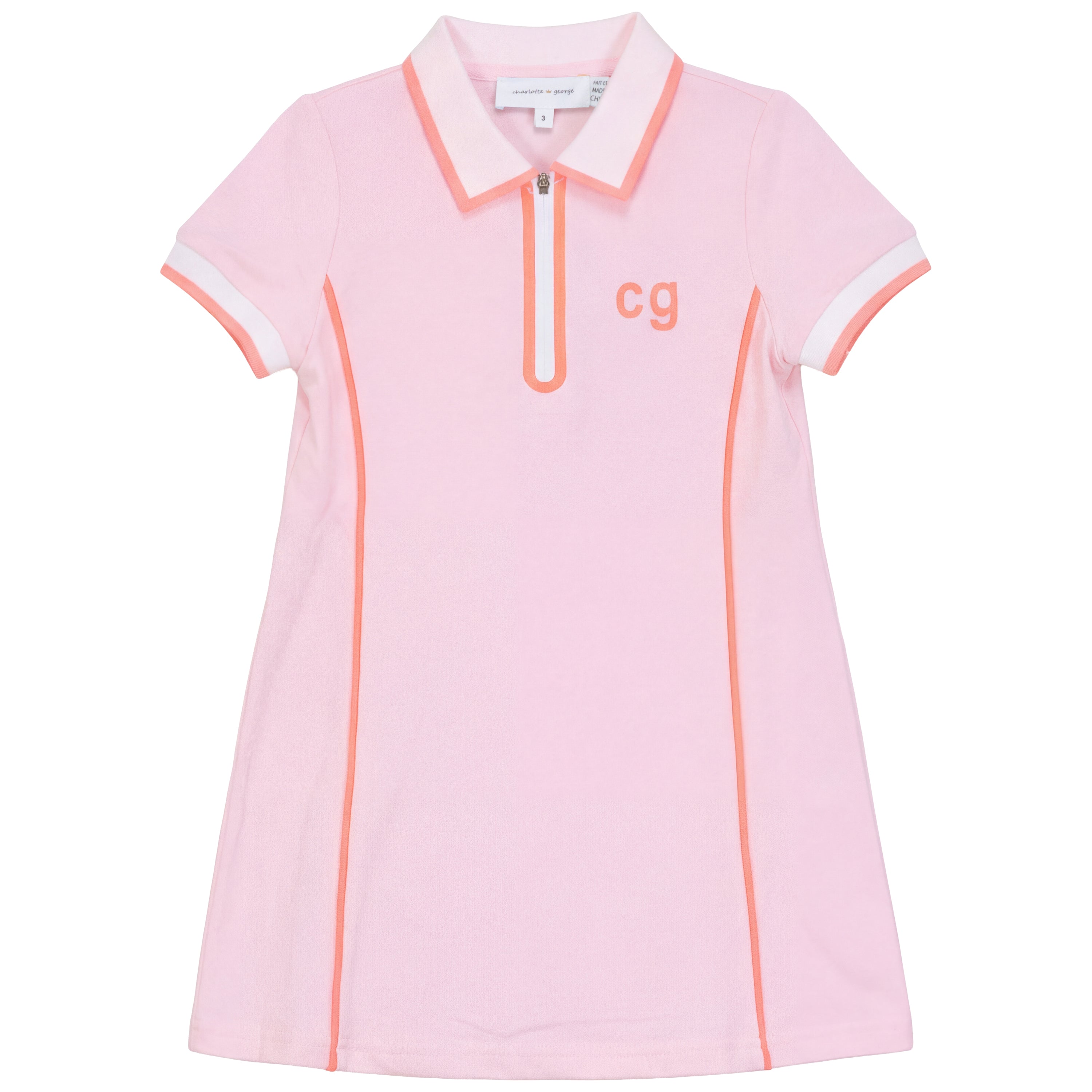 Polo Dress With Contrast Trim in Pink by Charlotte & George