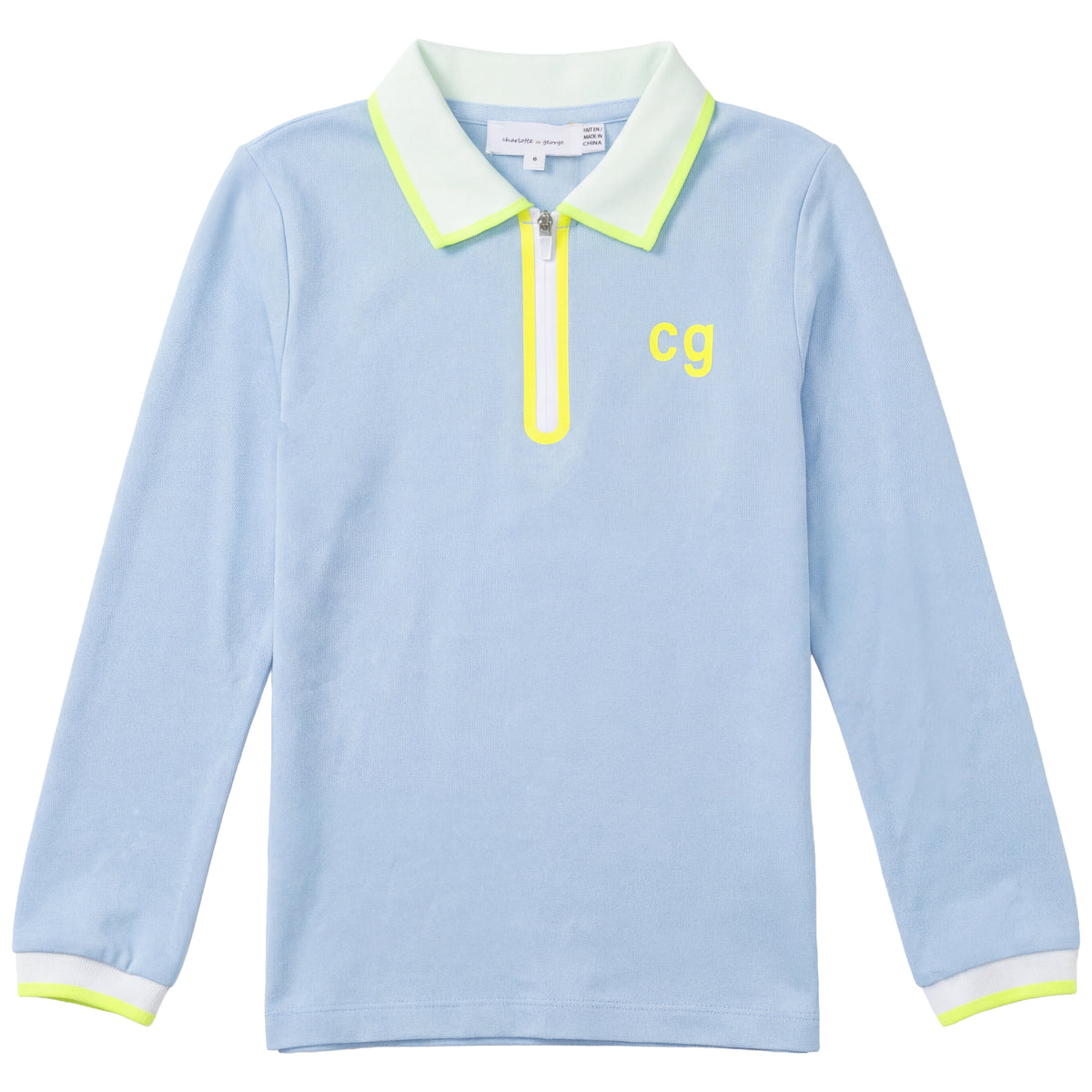 Contrast Trim Polo Top in Blue by Charlotte & George