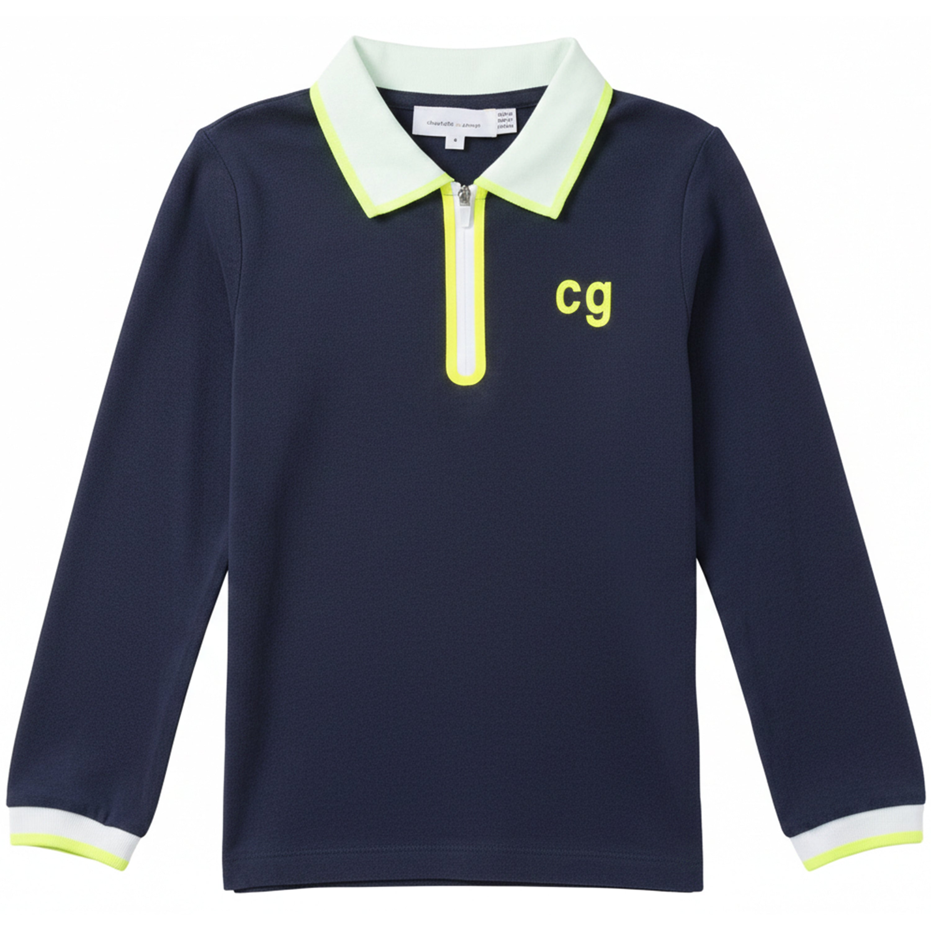 Contrast Trim Polo Top in Navy by Charlotte & George