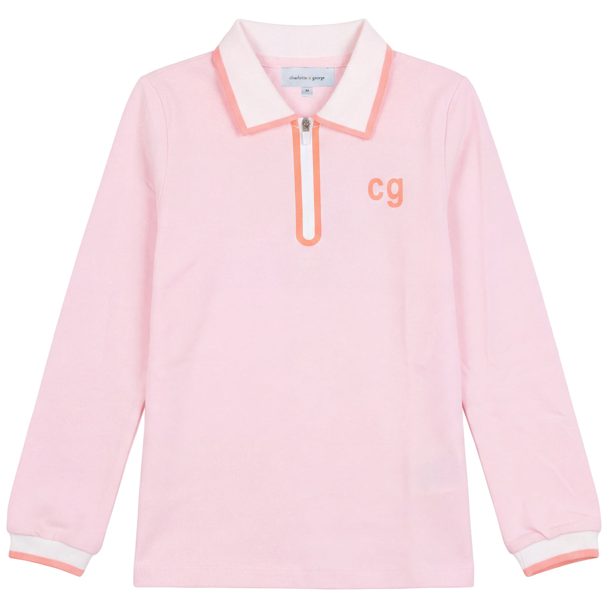 Contrast Trim Polo Top in Pink by Charlotte & George