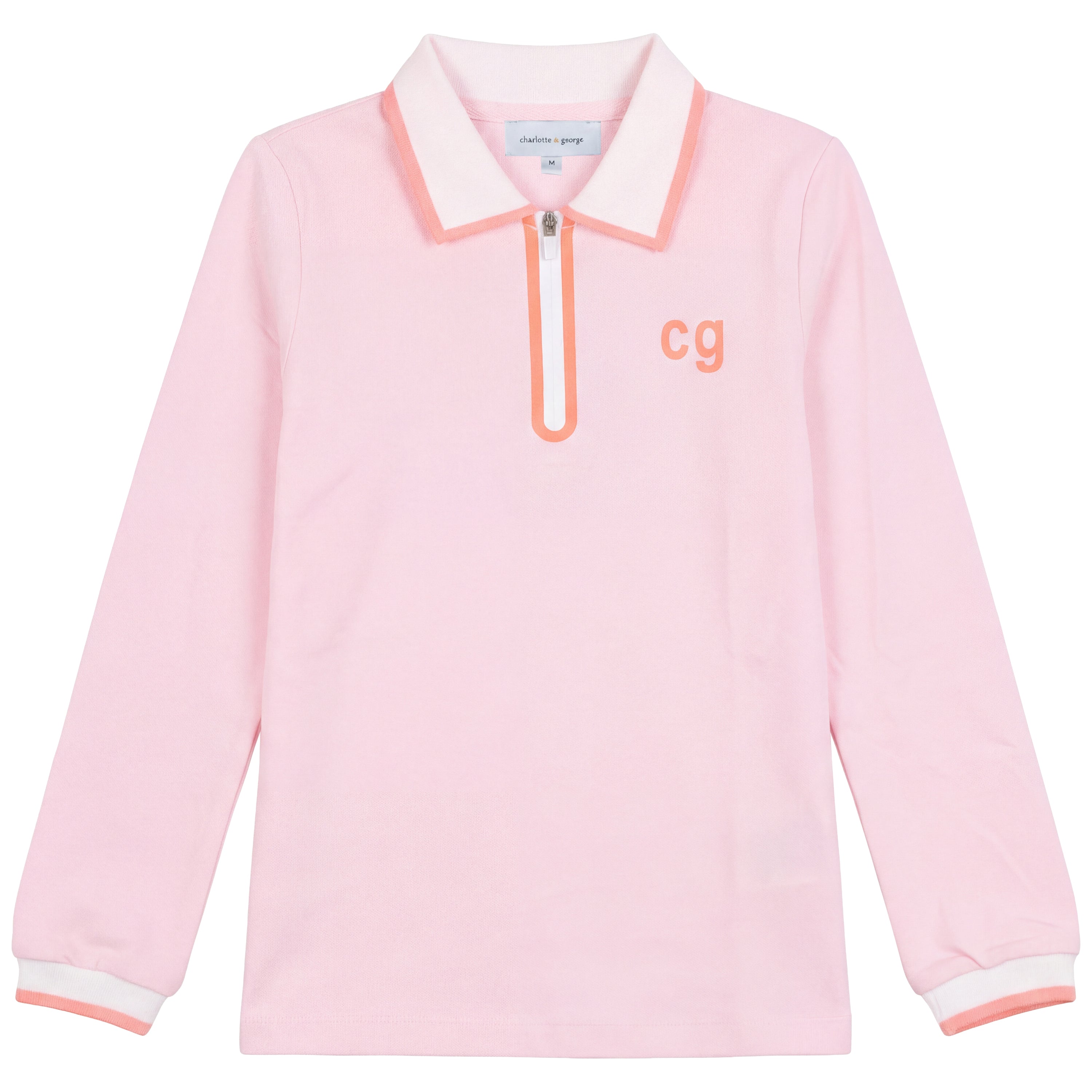 Contrast Trim Polo Top in Pink by Charlotte & George
