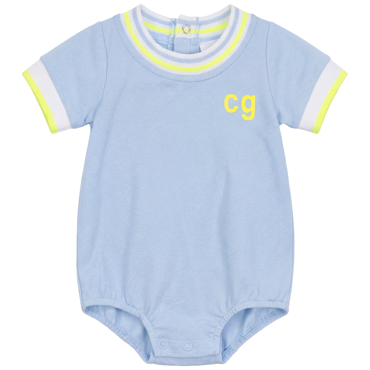 Stripe Trim Onesie in Blue by Charlotte & George
