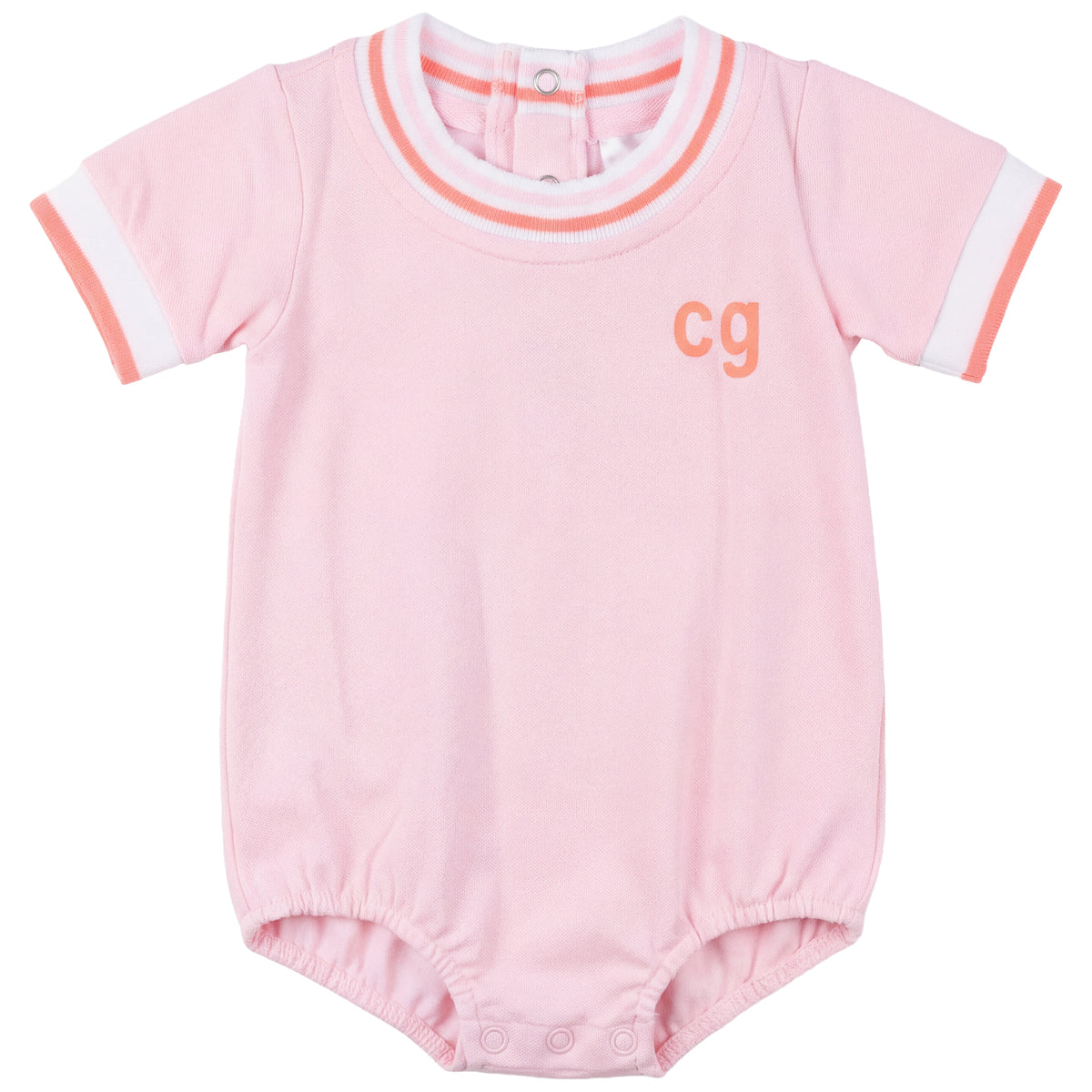 Stripe Trim Onesie in Pink by Charlotte & George