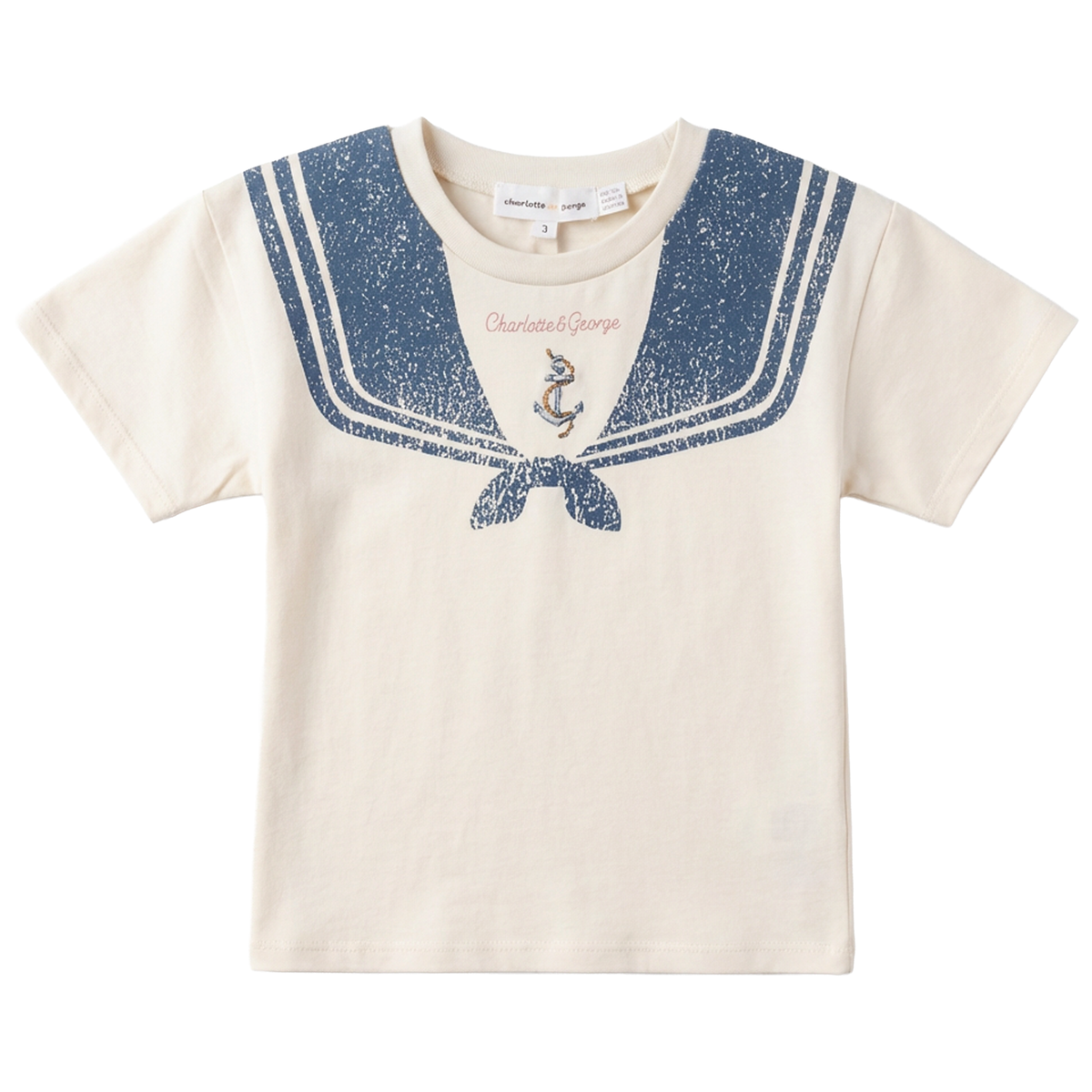 Sailor Collar Printed Tshirt in Cream by Charlotte & George
