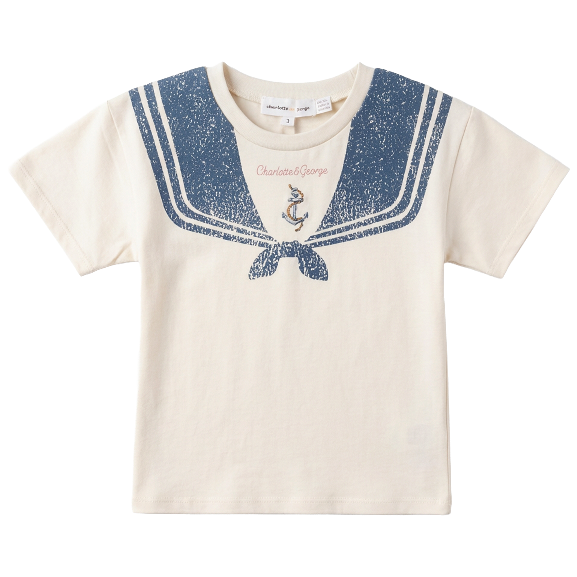 Sailor Collar Printed Tshirt in Cream by Charlotte & George