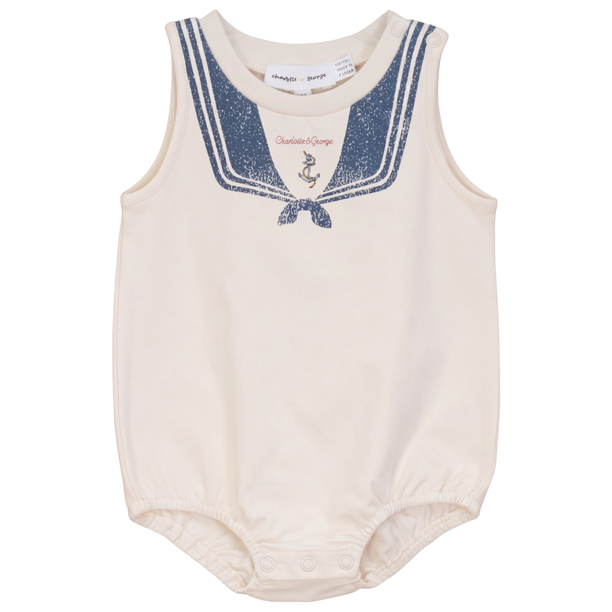 Sailor Collar Printed Bubble in Cream Navy by Charlotte & George